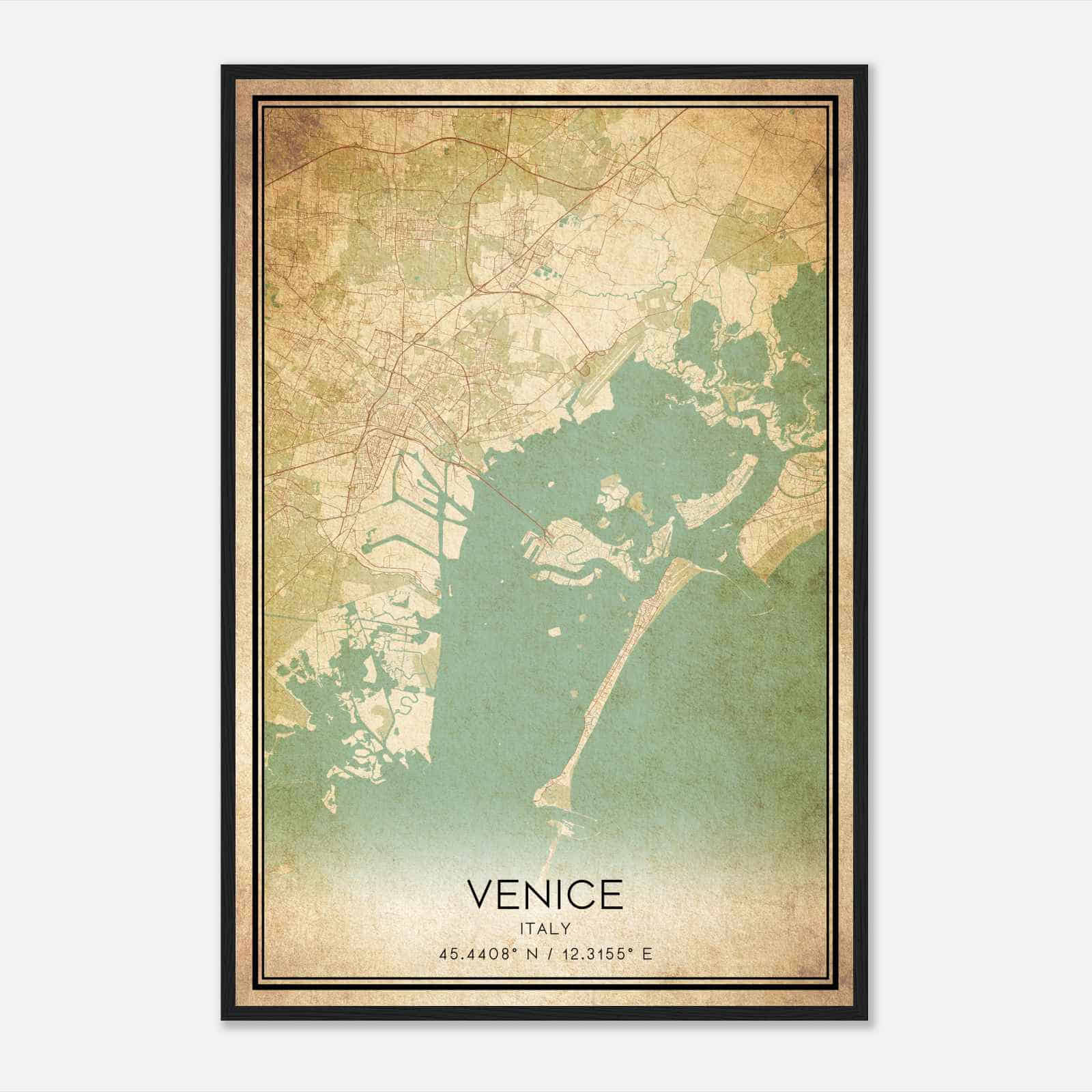 Vintage Venice Italy Map Poster, Venice City Road Wall Art Print