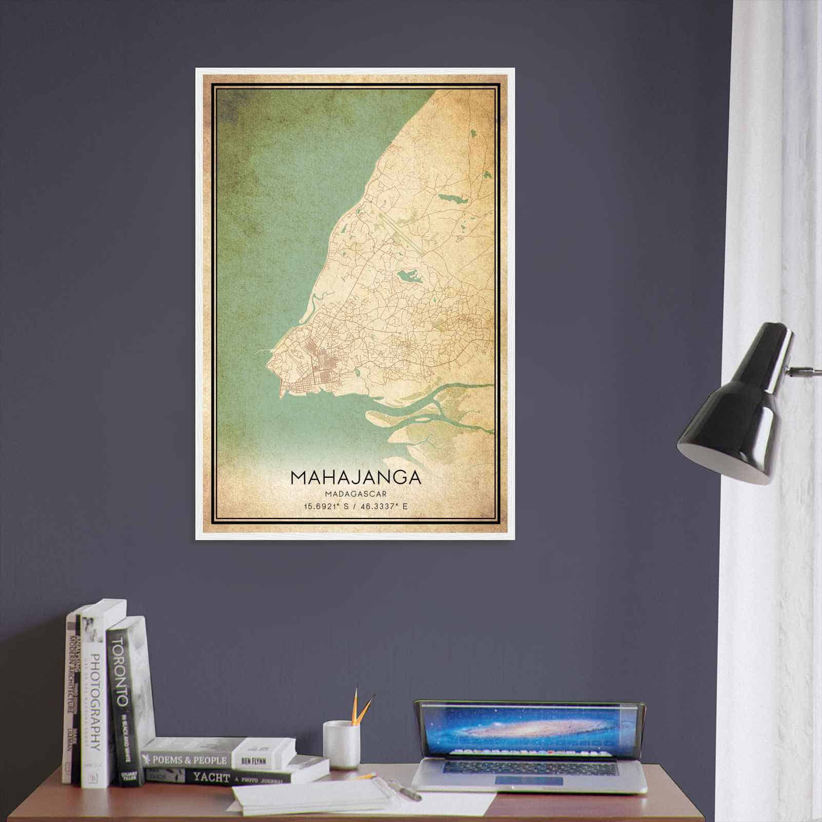 Vintage Mahajanga Madagascar Map Poster, Mahajanga City Road Wall Art Print