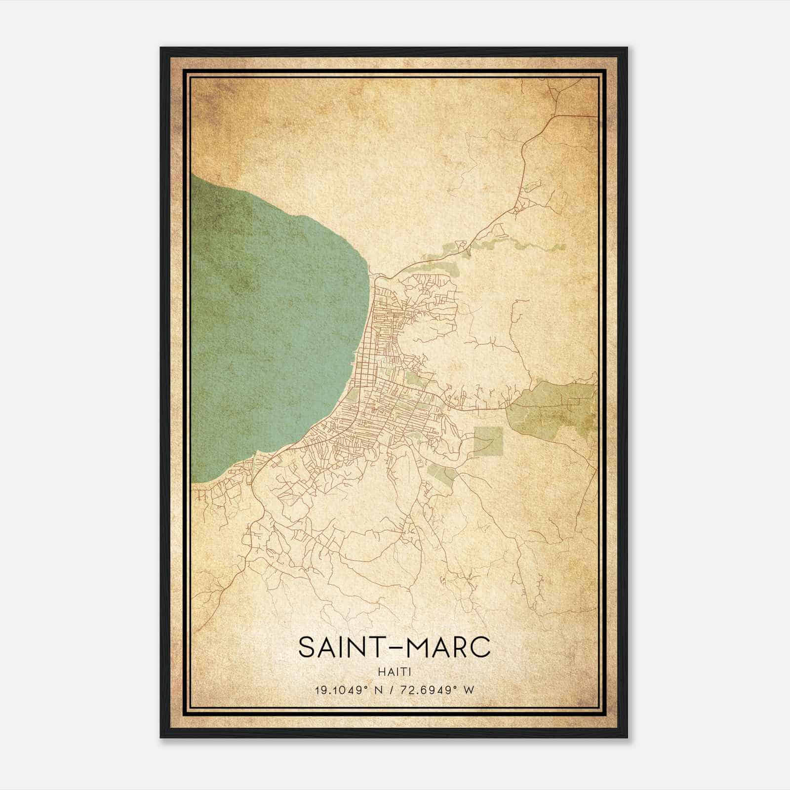 Vintage SaintMarc Haiti Map Poster, SaintMarc City Road Wall Art Print
