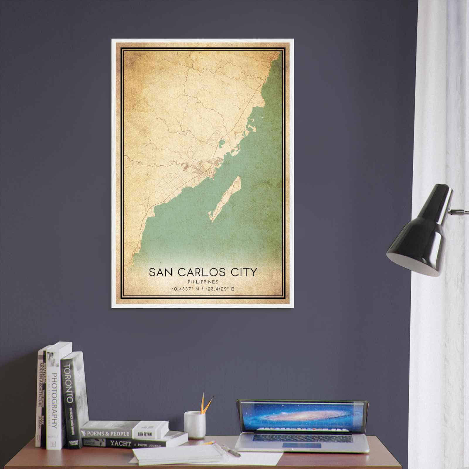 Vintage San Carlos City Philippines Map Poster, San Carlos City City Road Wall Art Print