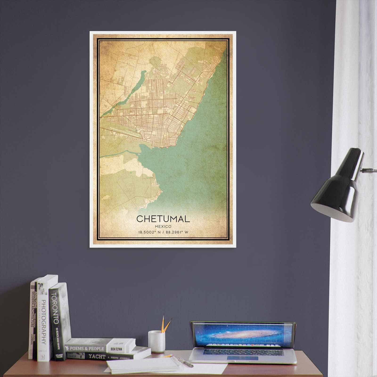 Vintage Chetumal Mexico Map Poster, Chetumal City Road Wall Art Print