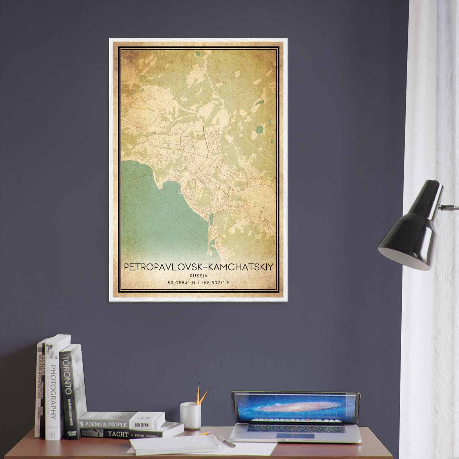 Vintage PetropavlovskKamchatskiy Russia Map Poster, PetropavlovskKamchatskiy City Road Wall Art Print