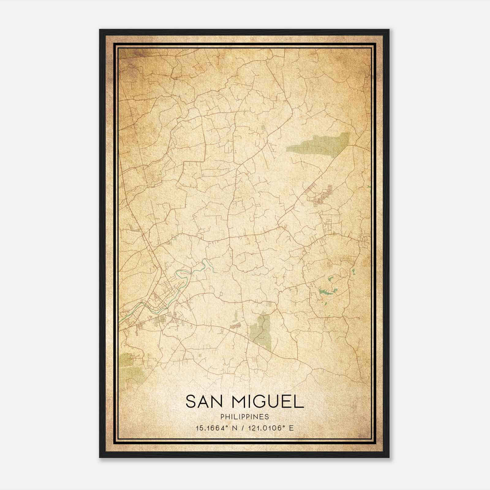 Vintage San Miguel Philippines Map Poster, San Miguel City Road Wall Art Print