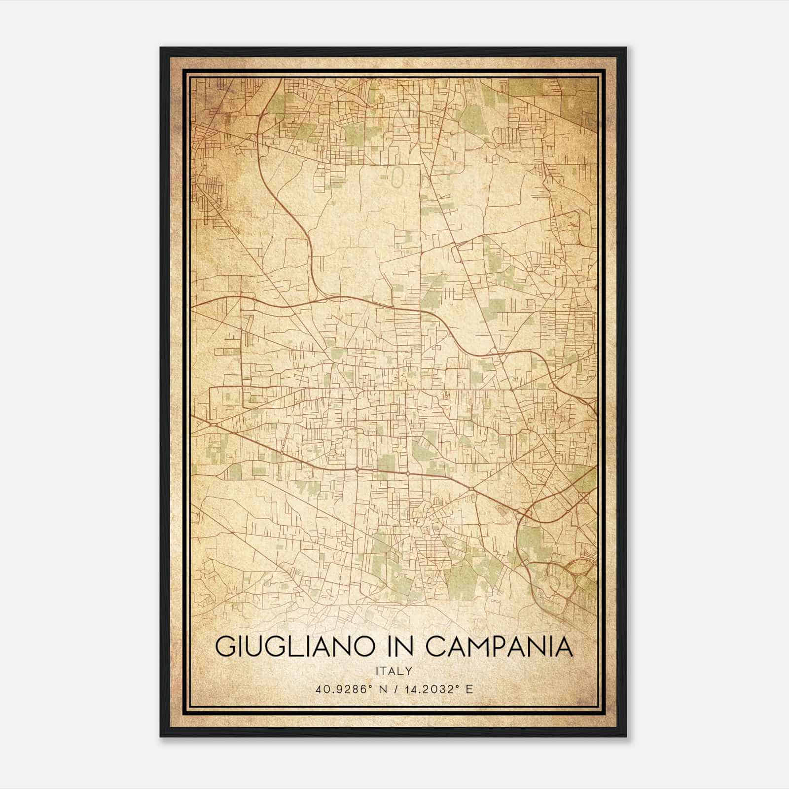 Vintage Giugliano in Campania Italy Map Poster, Giugliano in Campania City Road Wall Art Print