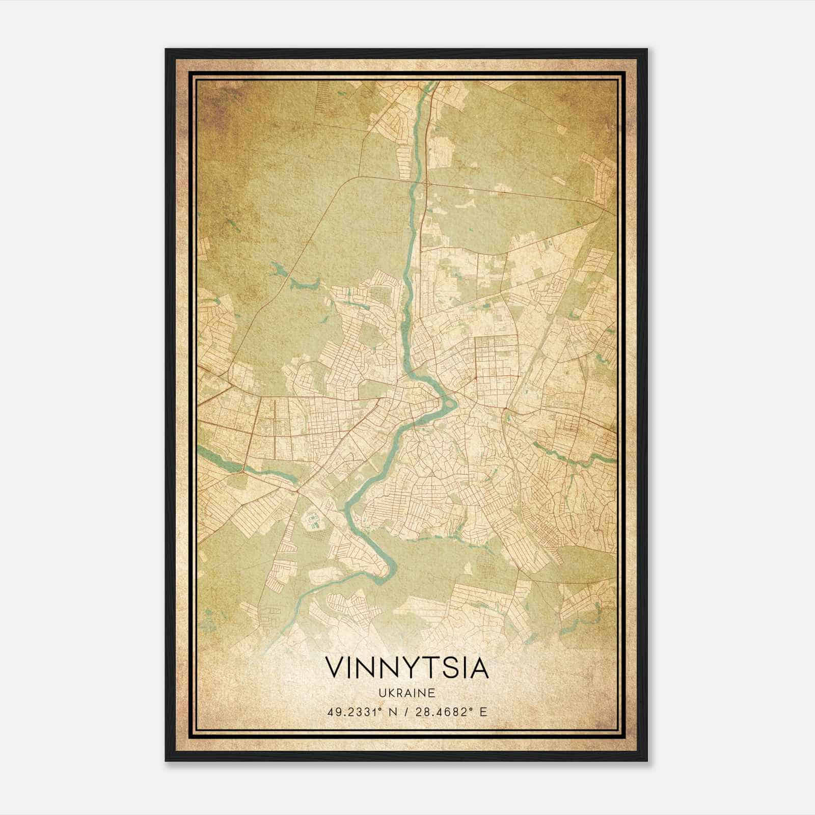 Vintage Vinnytsia Ukraine Map Poster, Vinnytsia City Road Wall Art Print