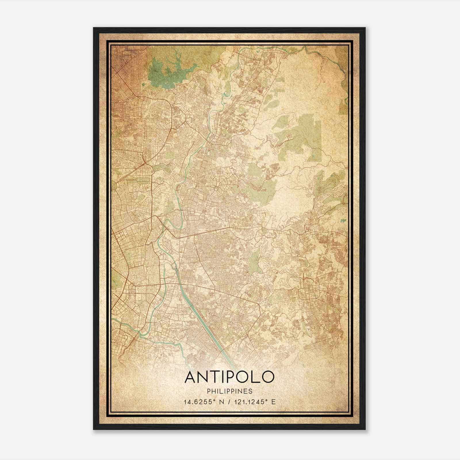 Vintage Antipolo Philippines Map Poster, Antipolo City Road Wall Art Print