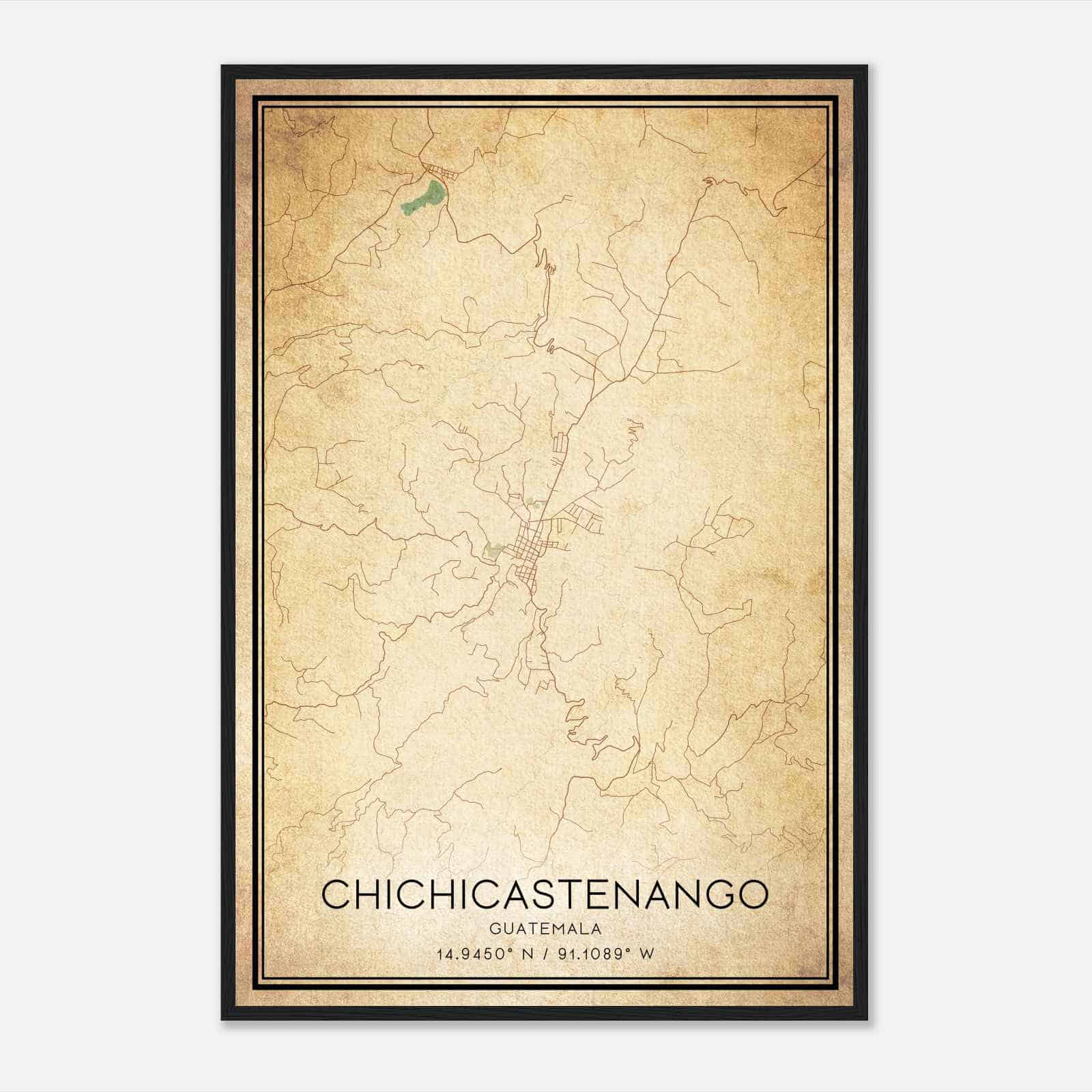 Vintage Chichicastenango Guatemala Map Poster, Chichicastenango City Road Wall Art Print