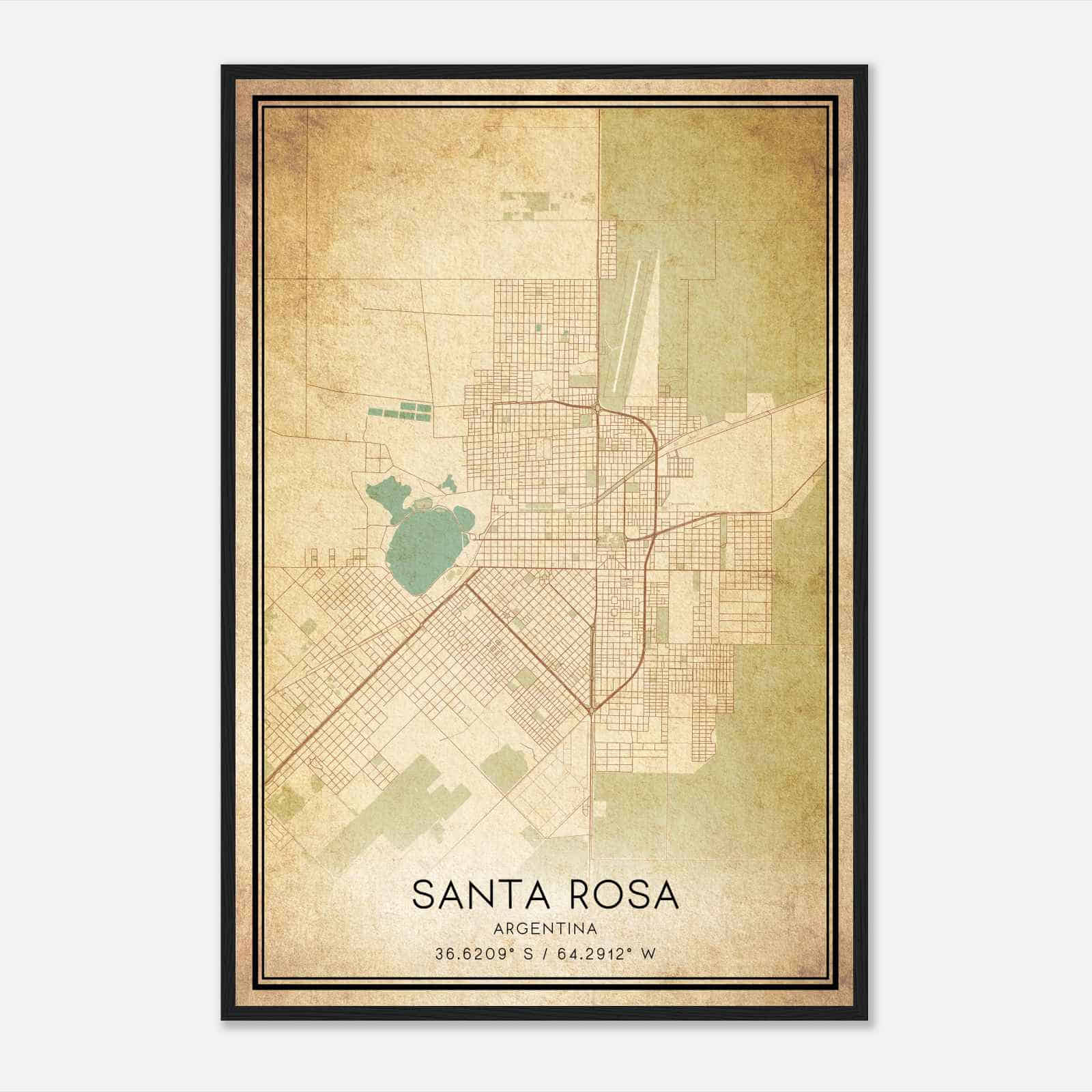 Vintage Santa Rosa Argentina Map Poster, Santa Rosa City Road Wall Art Print