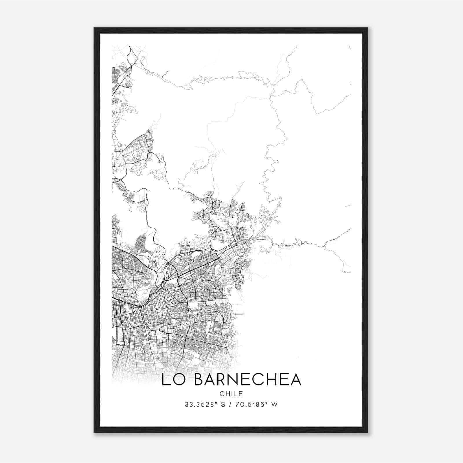 Lo Barnechea Chile Map Poster, Lo Barnechea City Road Wall Art Print