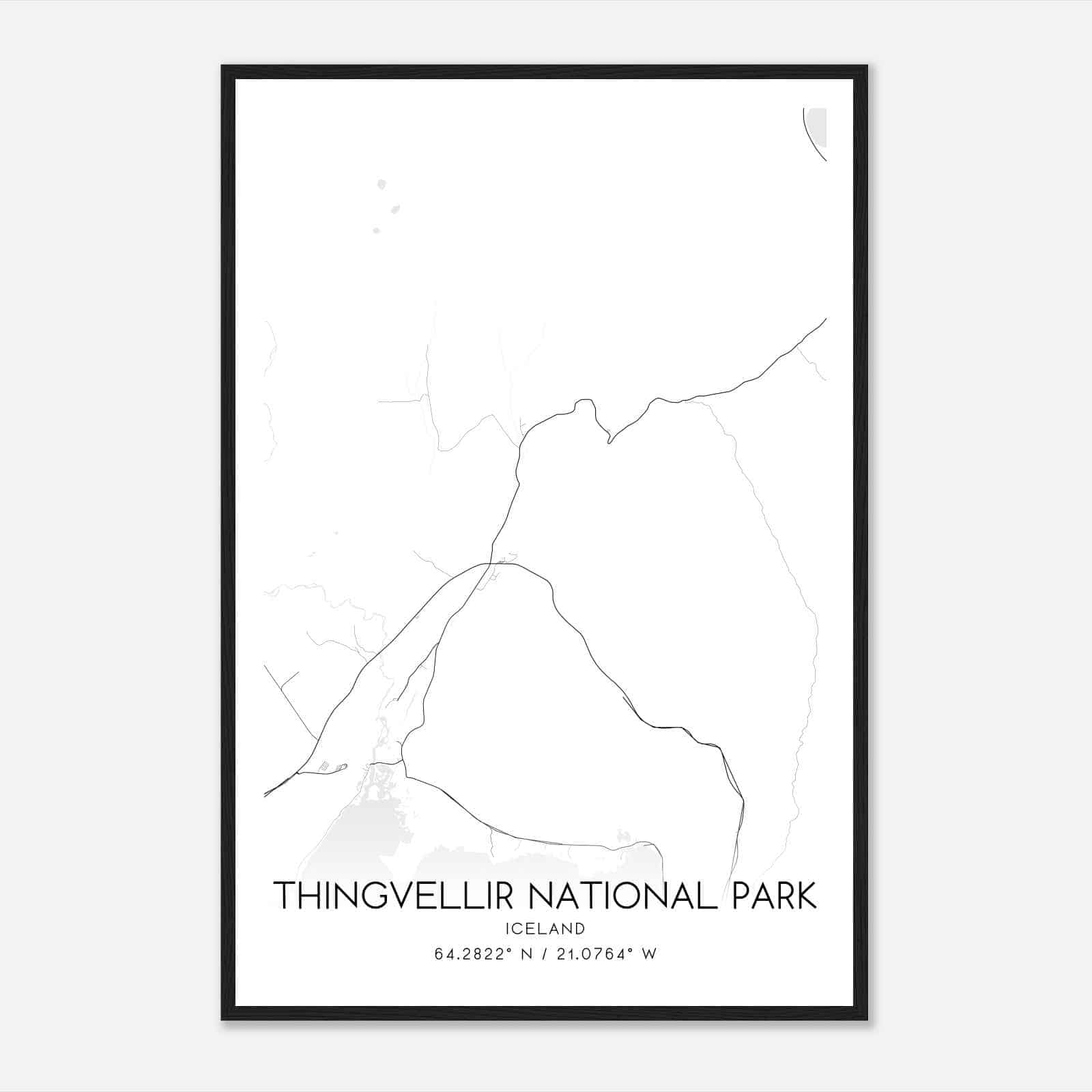 Thingvellir National Park Iceland Map Poster, Thingvellir National Park City Road Wall Art Print