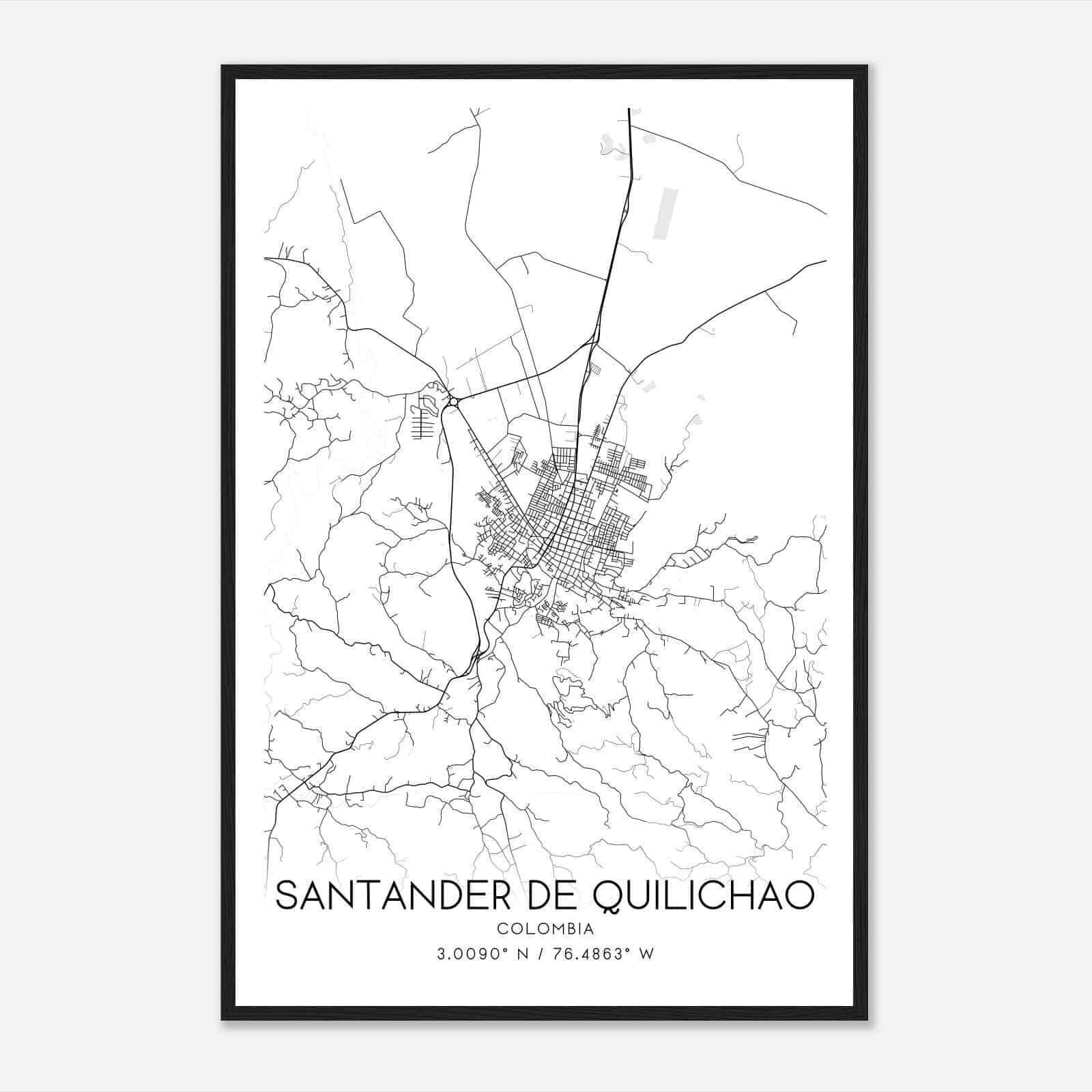 Santander de Quilichao Colombia Map Poster, Santander de Quilichao City Road Wall Art Print Santander de Quilichao Colombia Map Poster, Santander de Quilichao City Road Wall Art Print