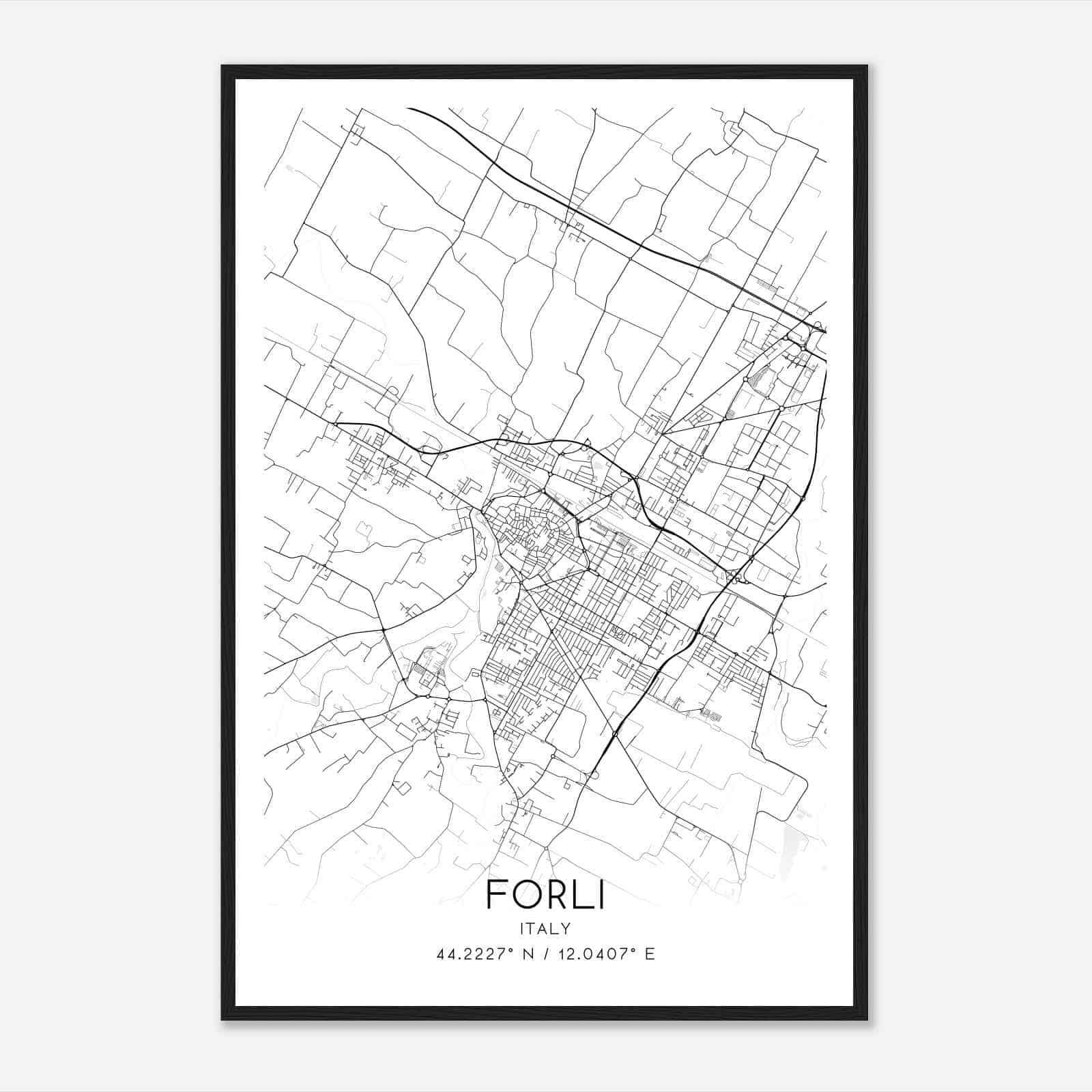Forli Italy Map Poster, Forli City Road Wall Art Print