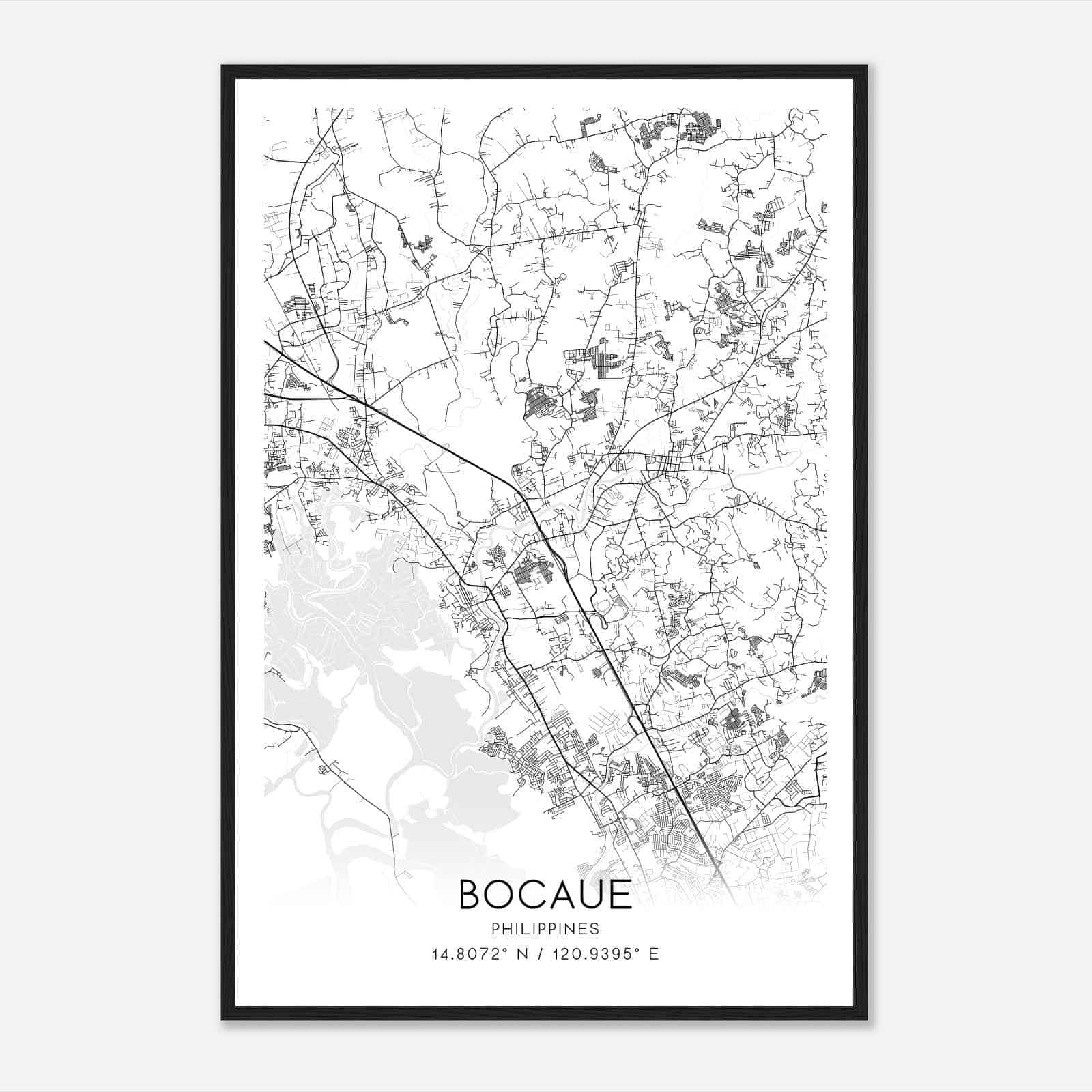 Bocaue Philippines Map Poster, Bocaue City Road Wall Art Print