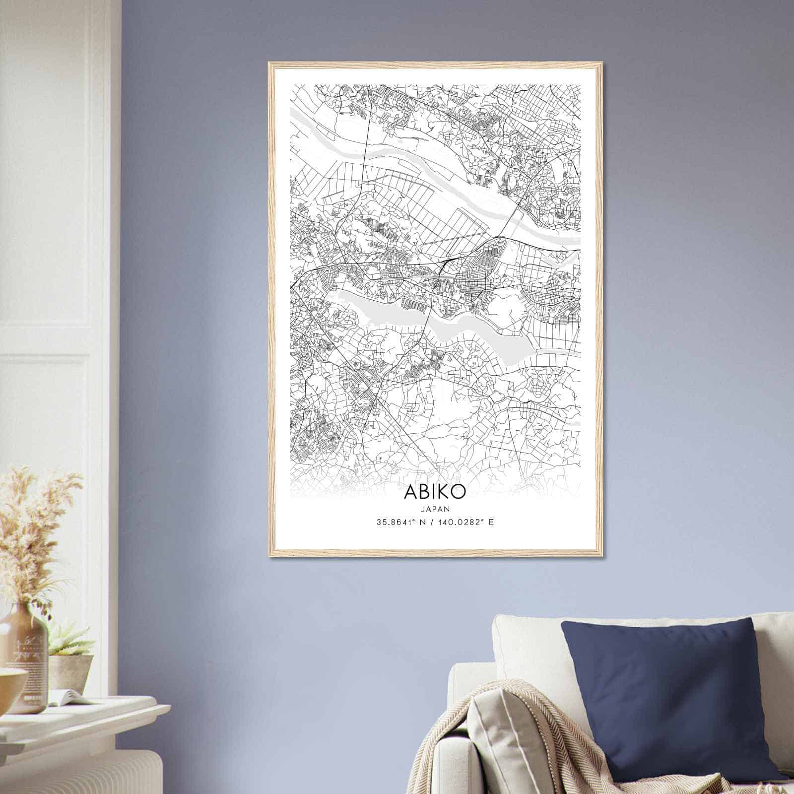 Abiko Japan Map Poster, Abiko City Road Wall Art Print