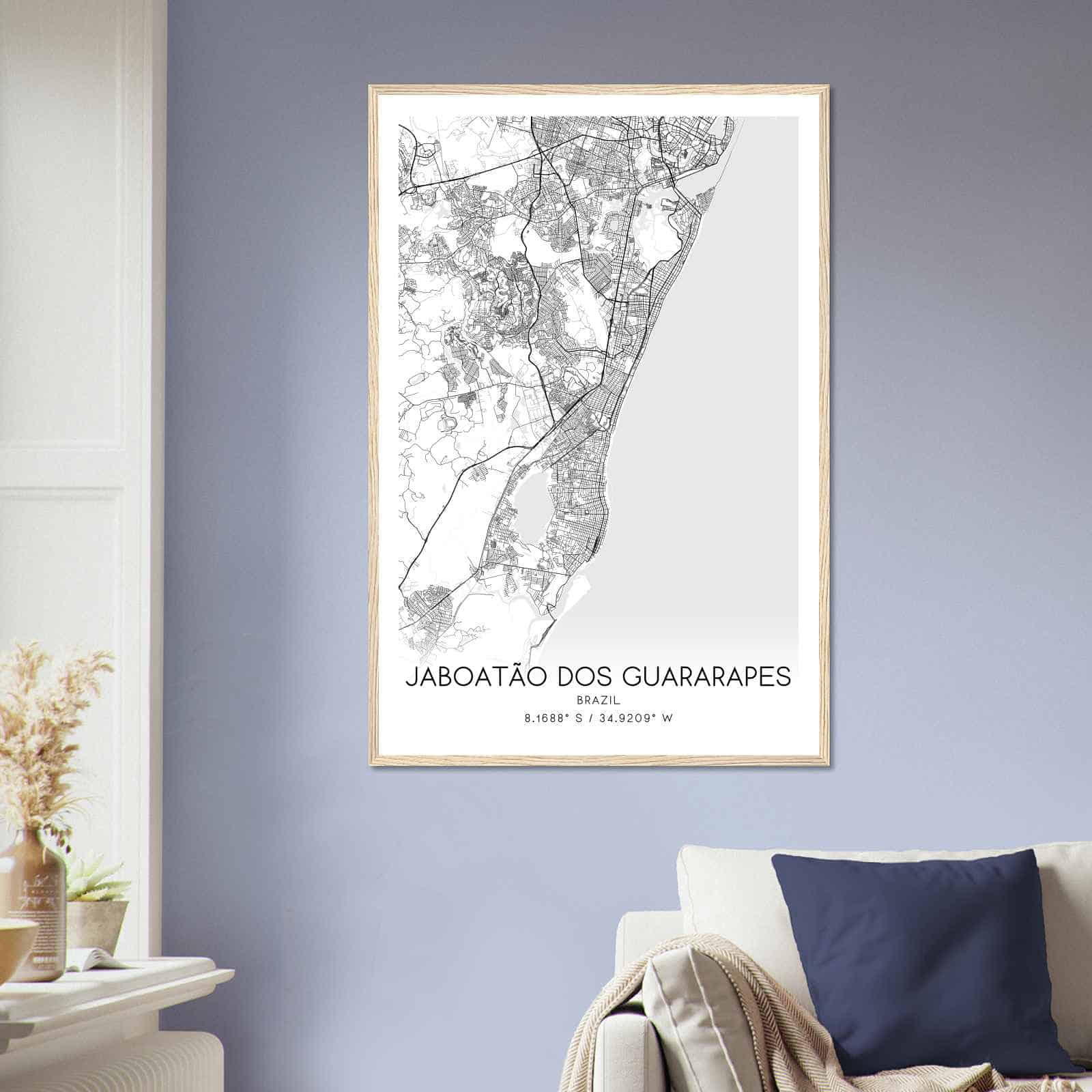Jaboatao dos Guararapes Brazil Map Poster, Jaboatao dos Guararapes City Road Wall Art Print