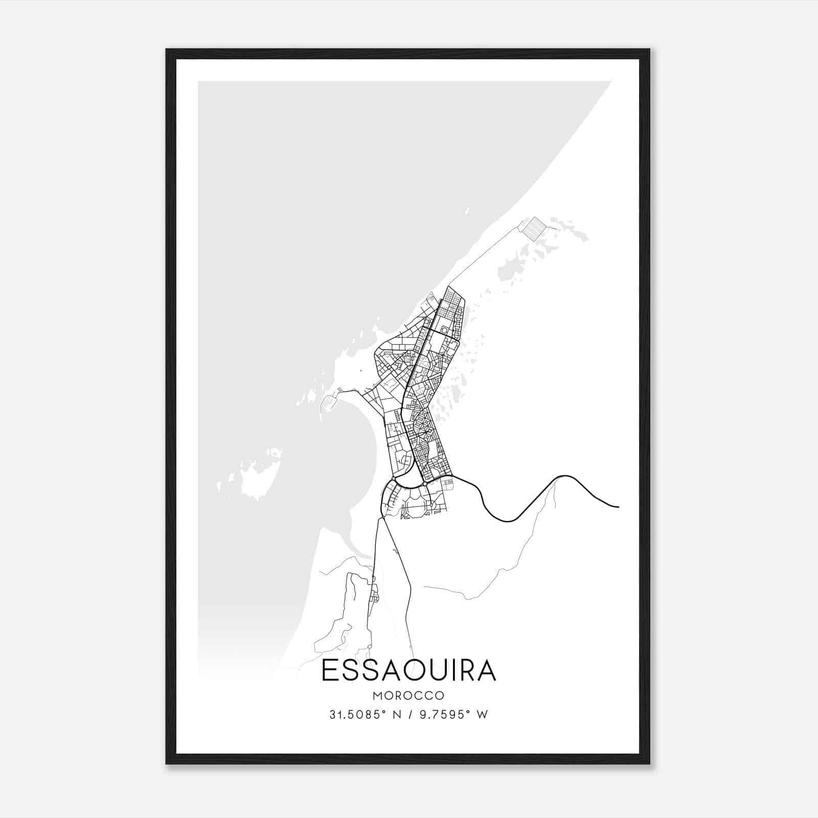 Essaouira Morocco Map Poster, Essaouira City Road Wall Art Print