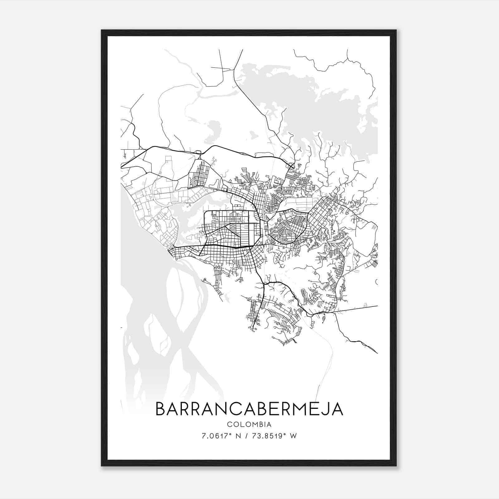 Barrancabermeja Colombia Map Poster, Barrancabermeja City Road Wall Art Print