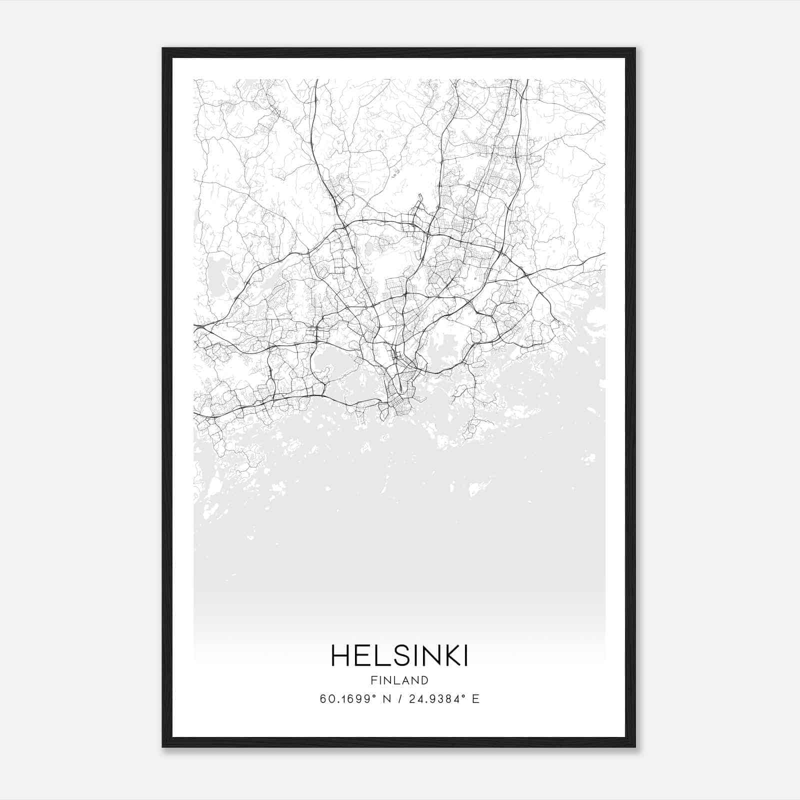 Helsinki Finland Map Poster, Helsinki City Road Wall Art Print