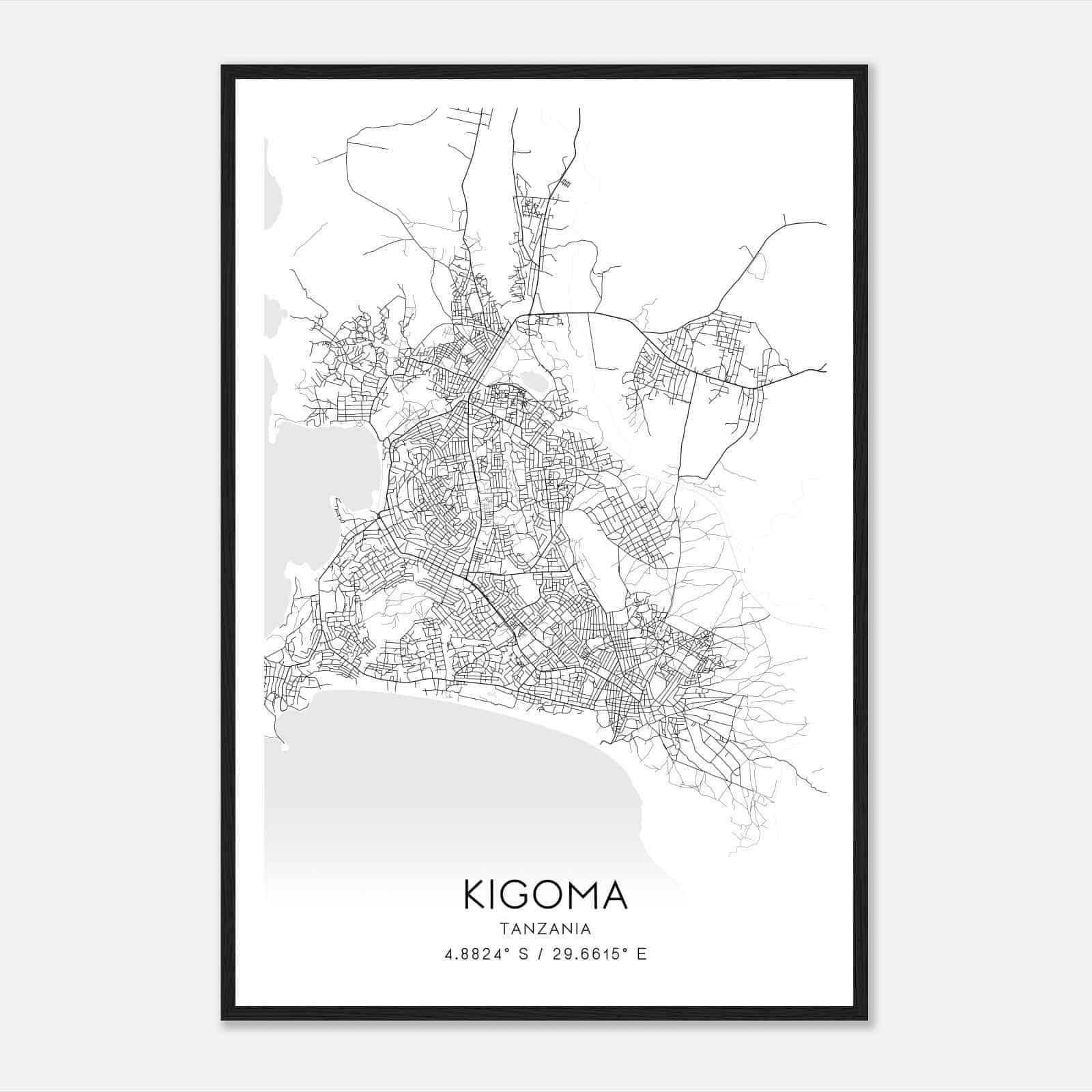 Kigoma Tanzania Map Poster, Kigoma City Road Wall Art Print