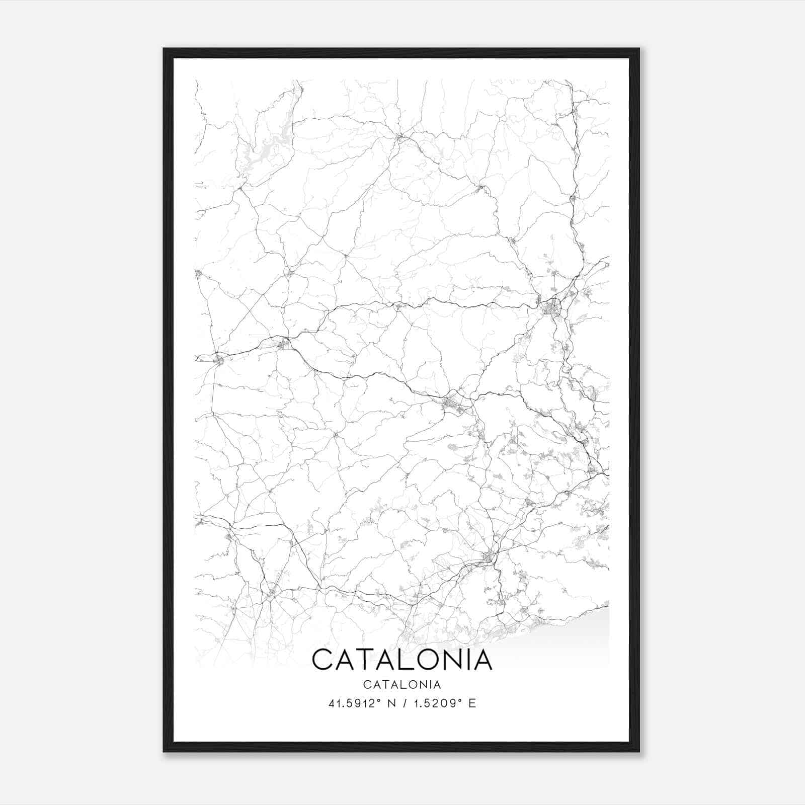 Catalonia Catalonia Map Poster, Catalonia City Road Wall Art Print