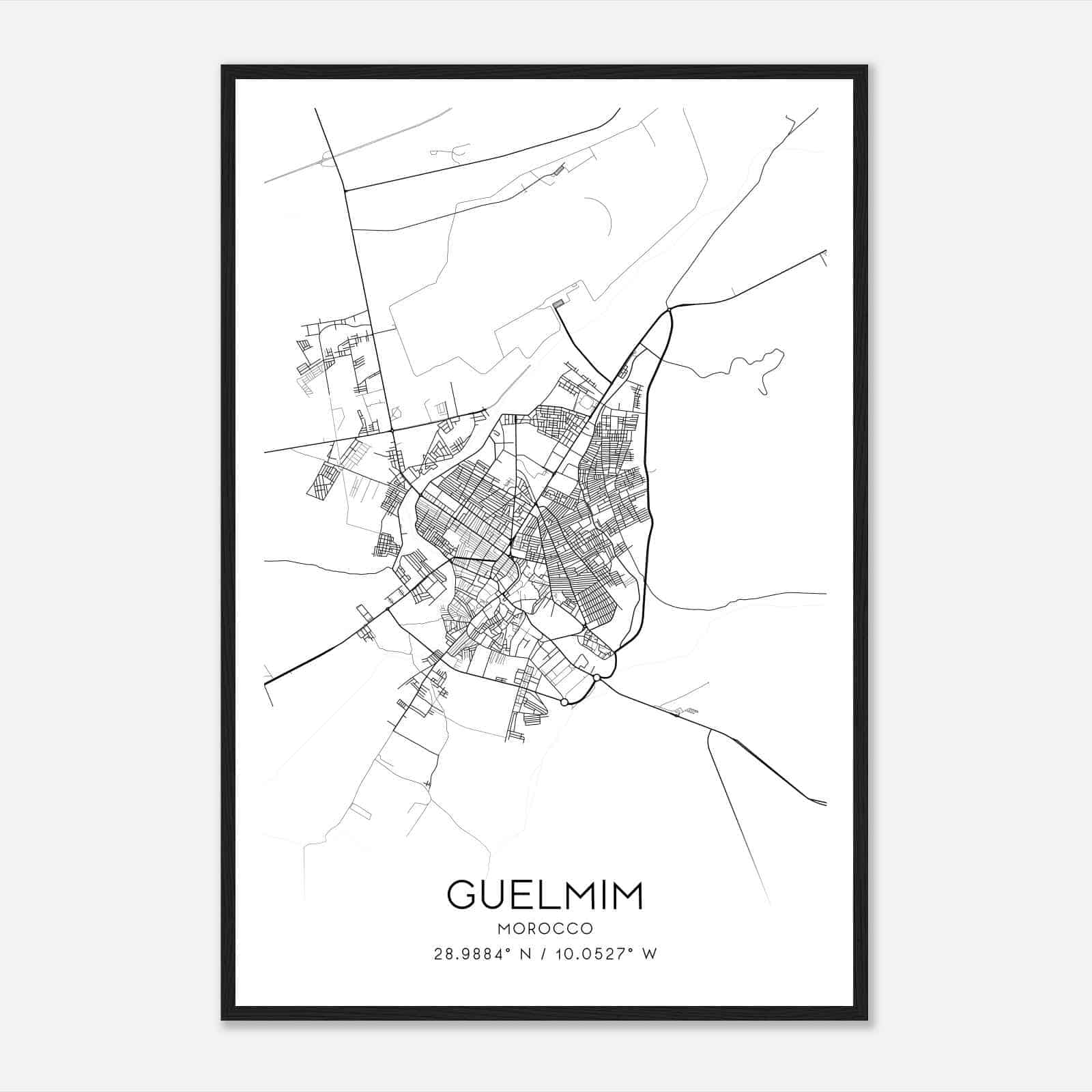 Guelmim Morocco Map Poster, Guelmim City Road Wall Art Print
