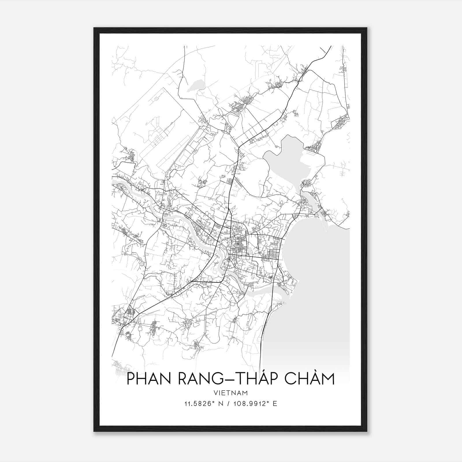 Phan RangThap Cham Vietnam Map Poster, Phan RangThap Cham City Road Wall Art Print