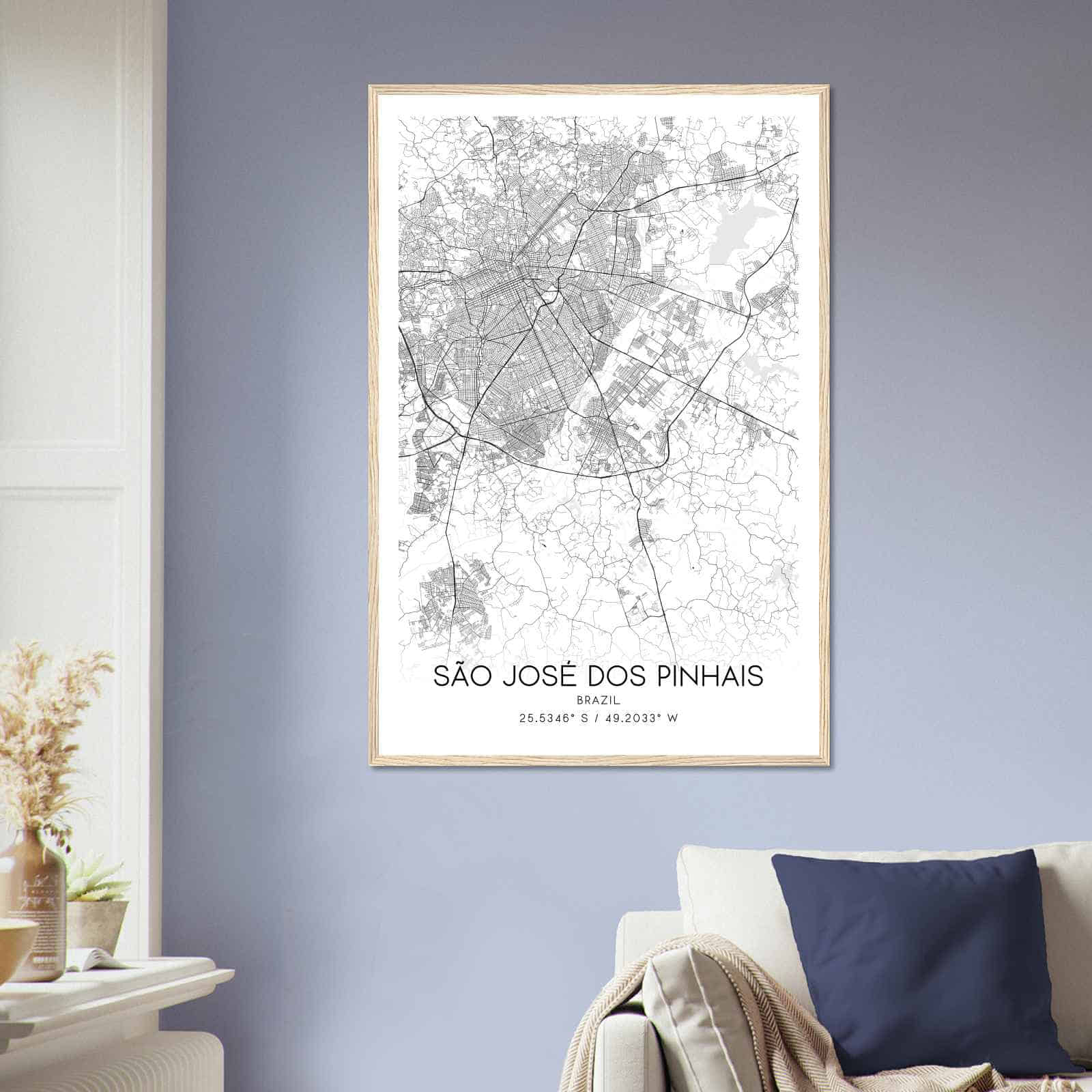 Sao Jose dos Pinhais Brazil Map Poster, Sao Jose dos Pinhais City Road Wall Art Print