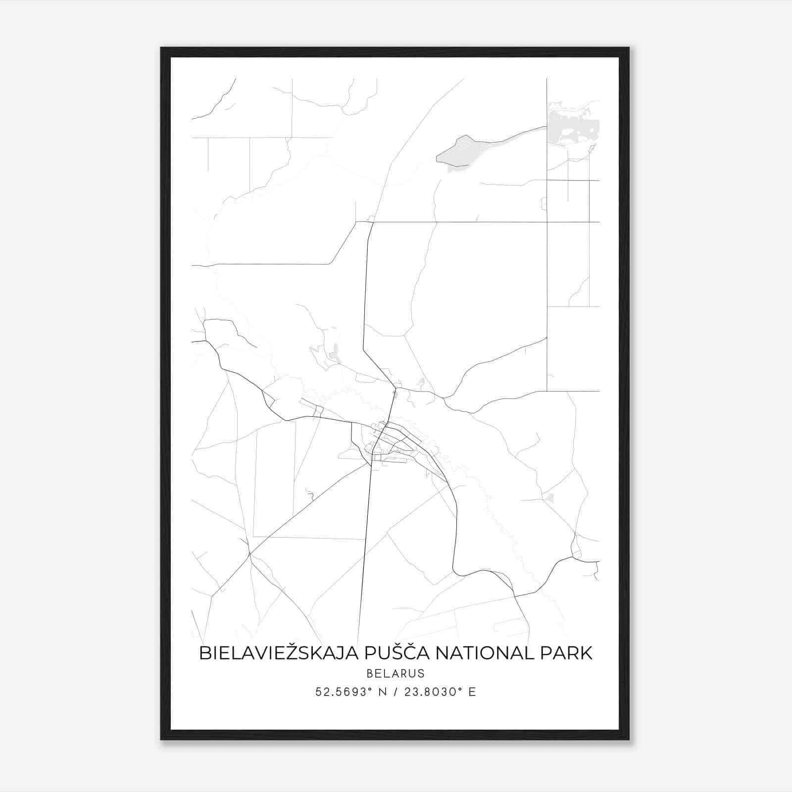 Bielaviezskaja pusca National Park Belarus Map Poster, Bielaviezskaja pusca National Park City Road Wall Art Print