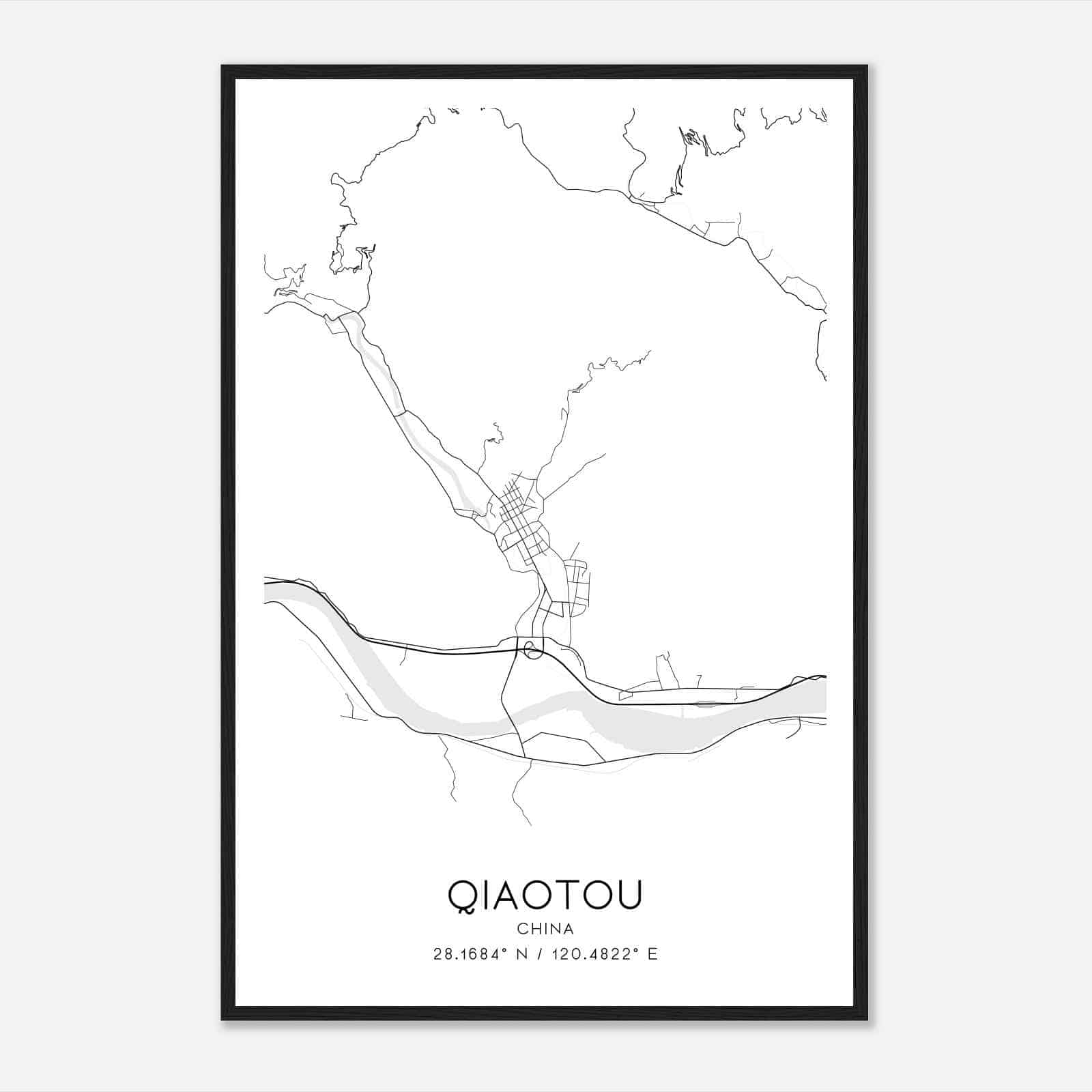 Qiaotou China Map Poster, Qiaotou City Road Wall Art Print