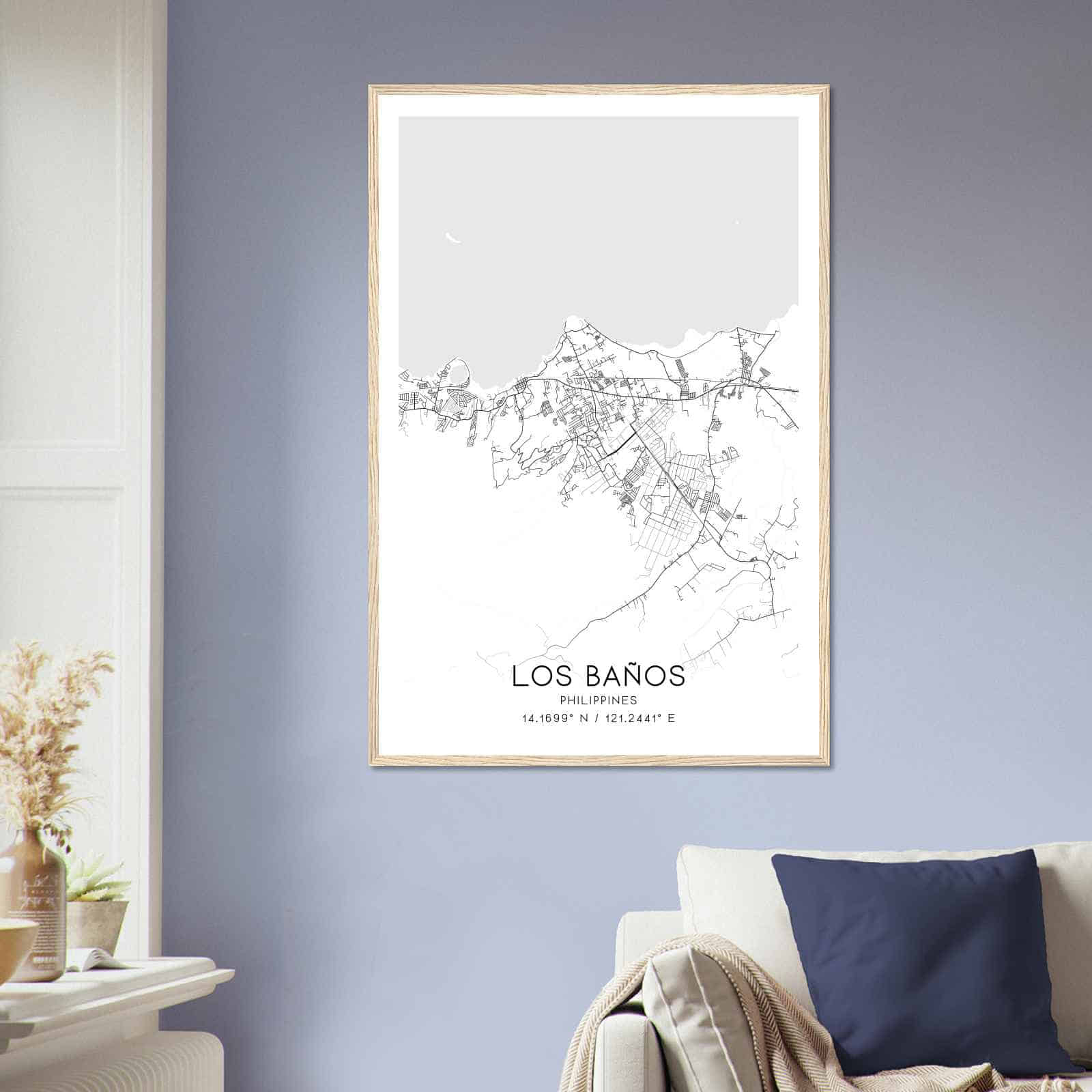 Los Banos Philippines Map Poster, Los Banos City Road Wall Art Print