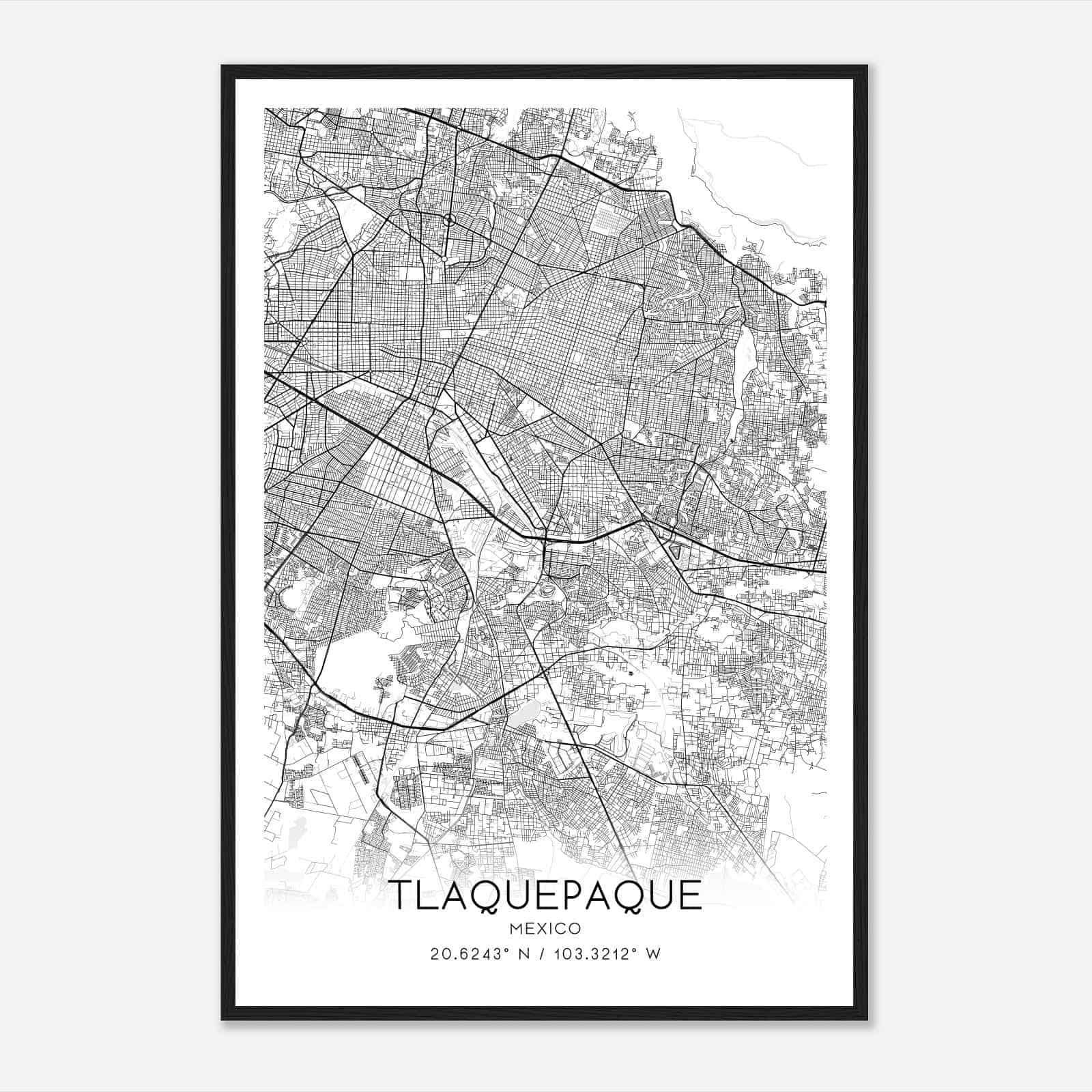 Tlaquepaque Mexico Map Poster, Tlaquepaque City Road Wall Art Print