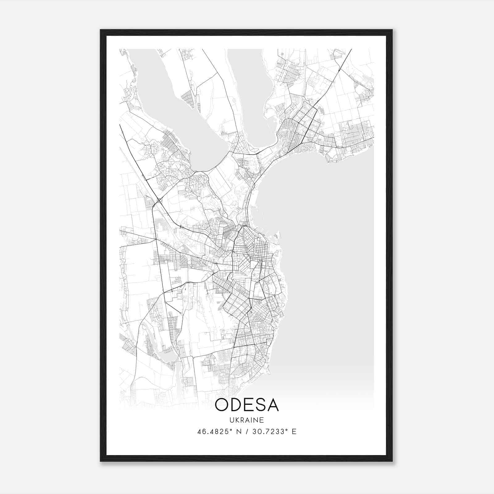 Odesa Ukraine Map Poster, Odesa City Road Wall Art Print