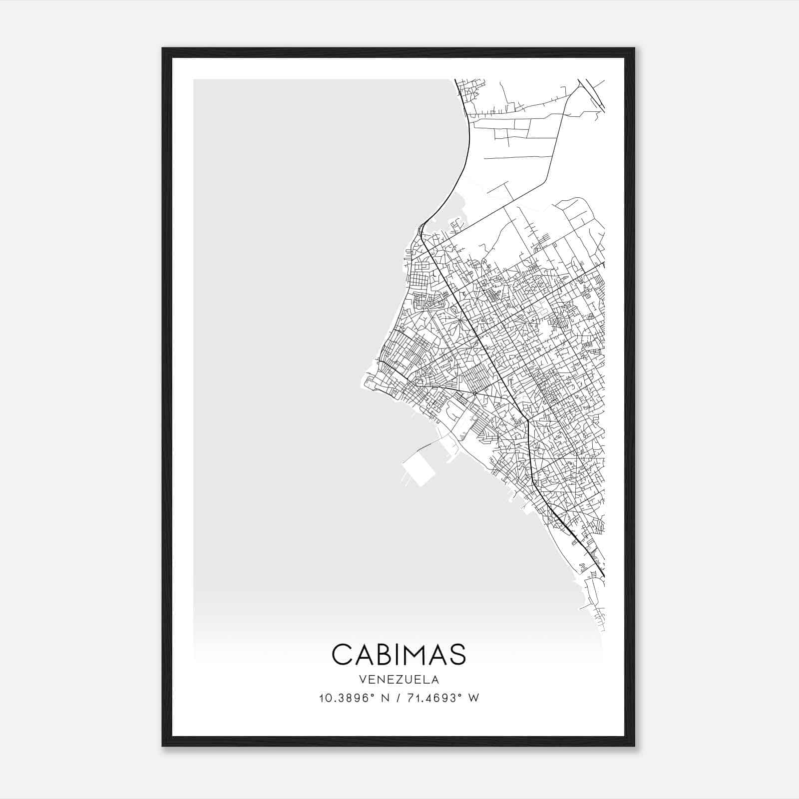 Cabimas Venezuela Map Poster, Cabimas City Road Wall Art Print