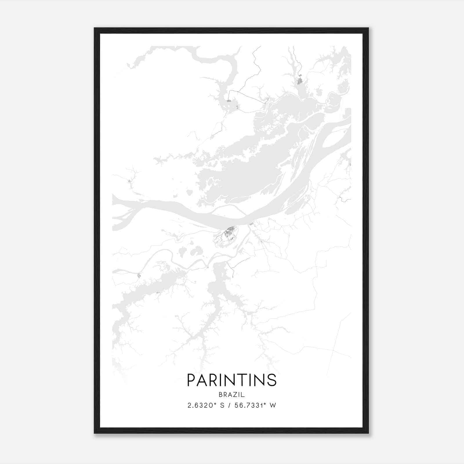 Parintins Brazil Map Poster, Parintins City Road Wall Art Print