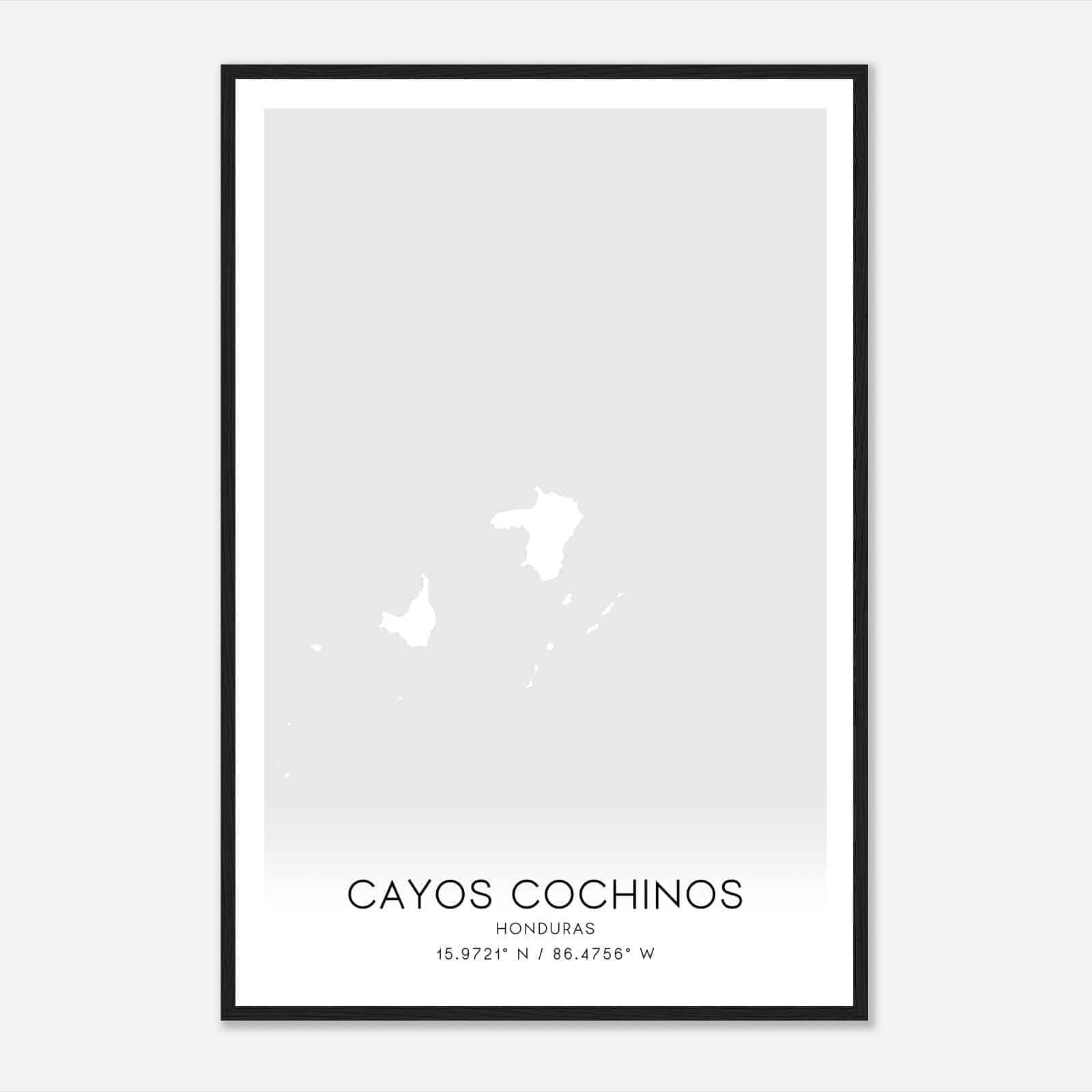 Cayos Cochinos Honduras Map Poster, Cayos Cochinos City Road Wall Art Print