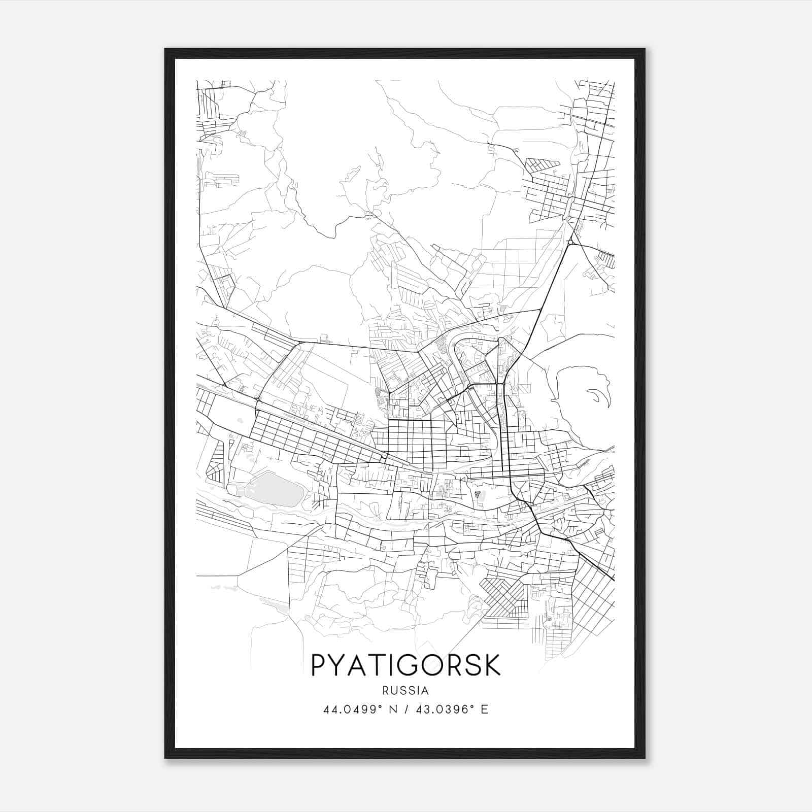 Pyatigorsk Russia Map Poster, Pyatigorsk City Road Wall Art Print