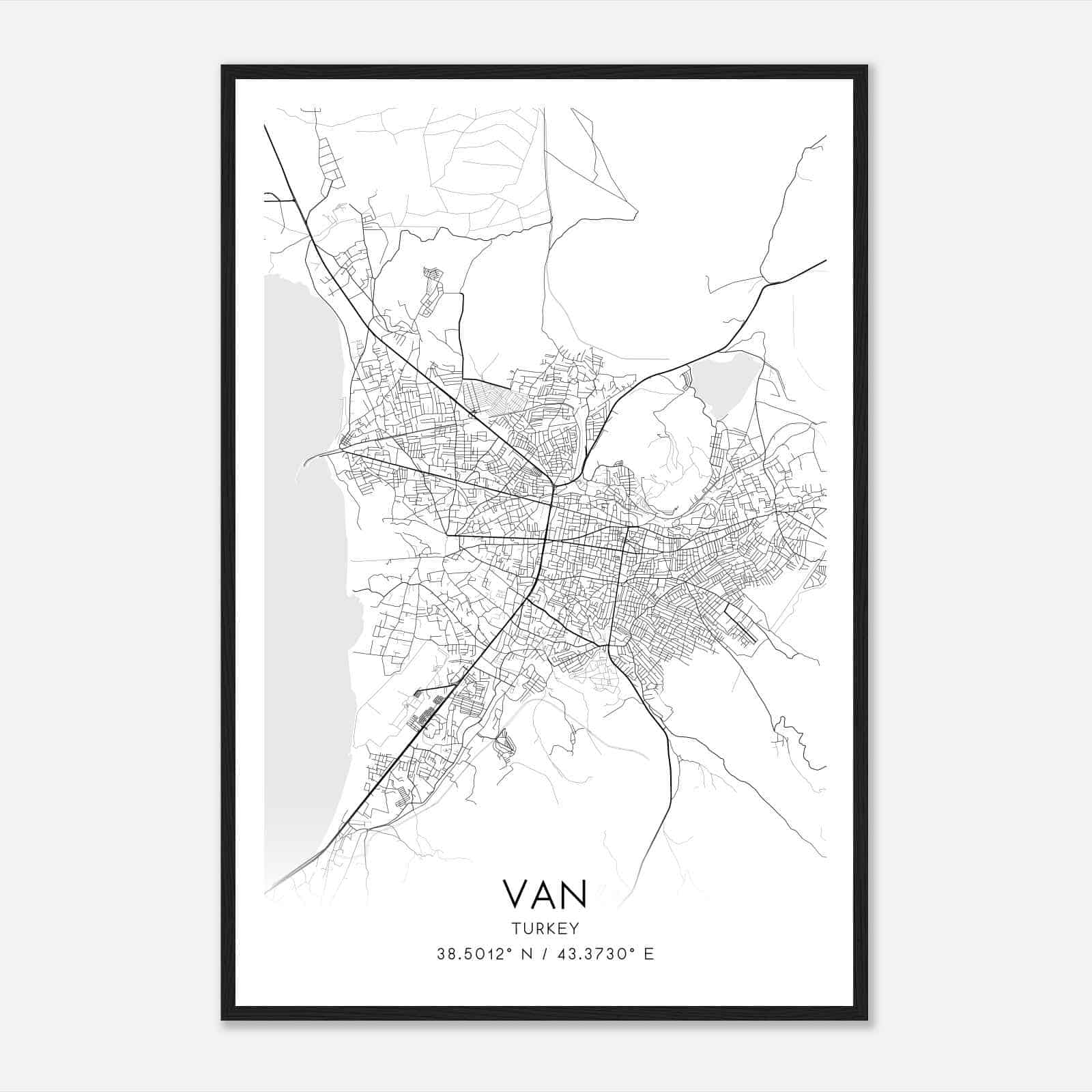 Van Turkey Map Poster, Van City Road Wall Art Print