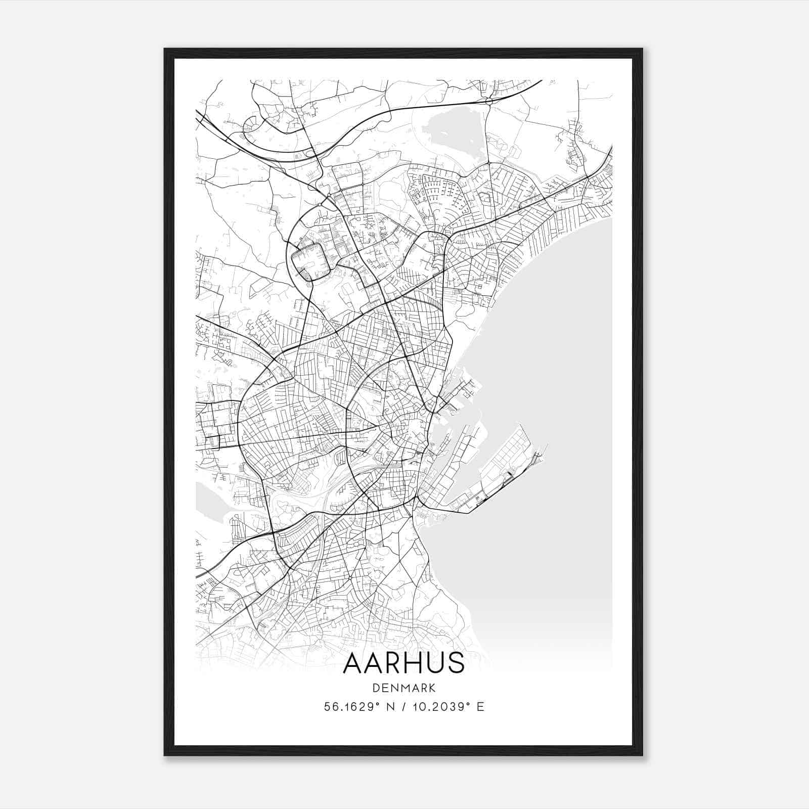 Aarhus Denmark Map Poster, Aarhus City Road Wall Art Print