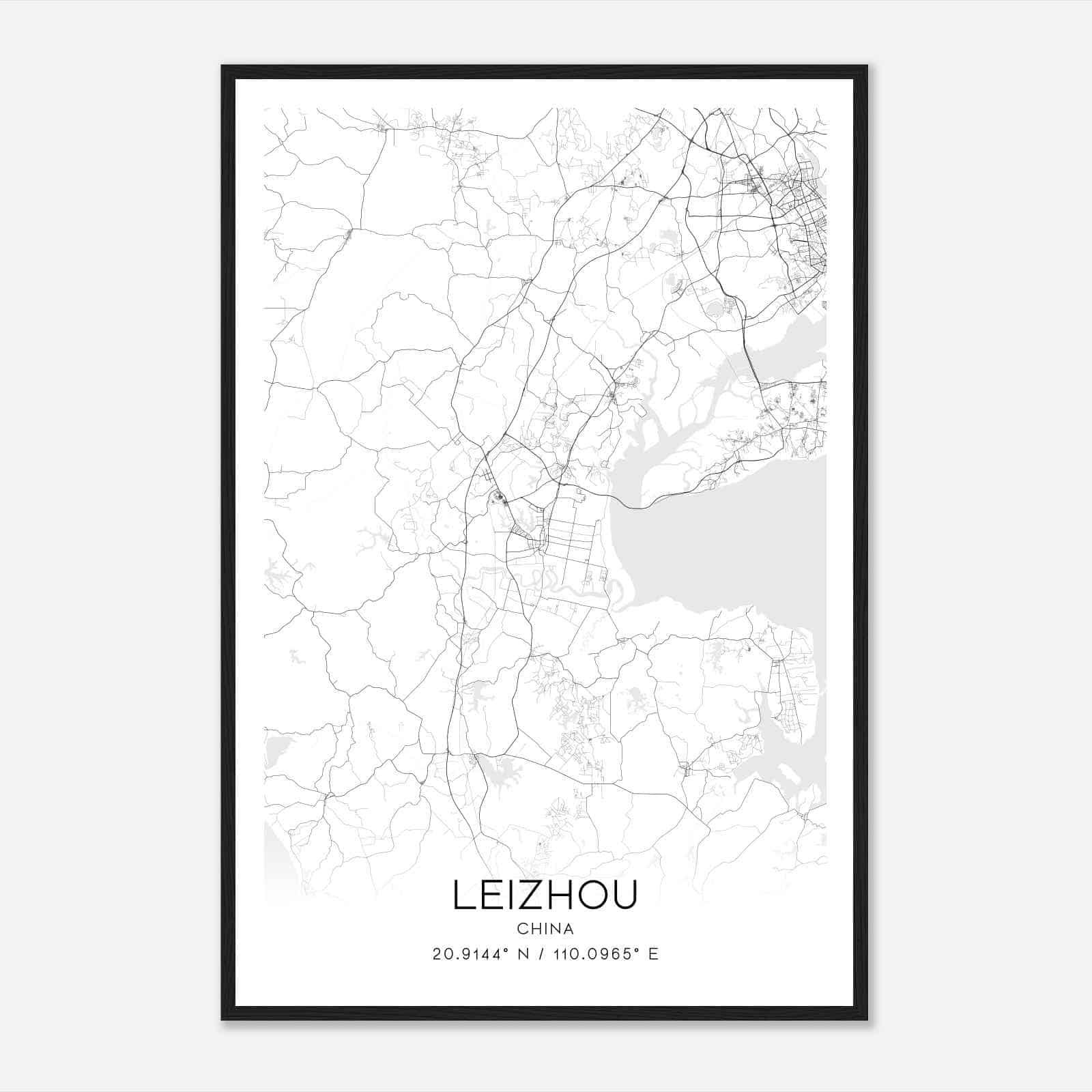 Leizhou China Map Poster, Leizhou City Road Wall Art Print