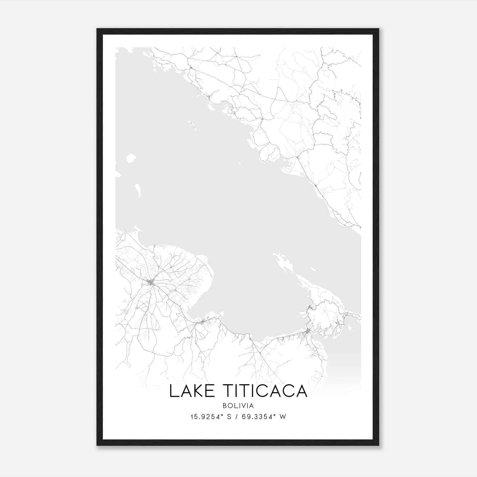 Lake Titicaca Bolivia Map Poster, Lake Titicaca City Road Wall Art Print