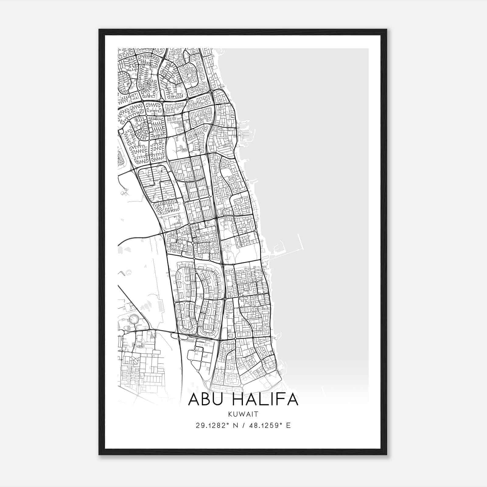 Abu Halifa Kuwait Map Poster, Abu Halifa City Road Wall Art Print