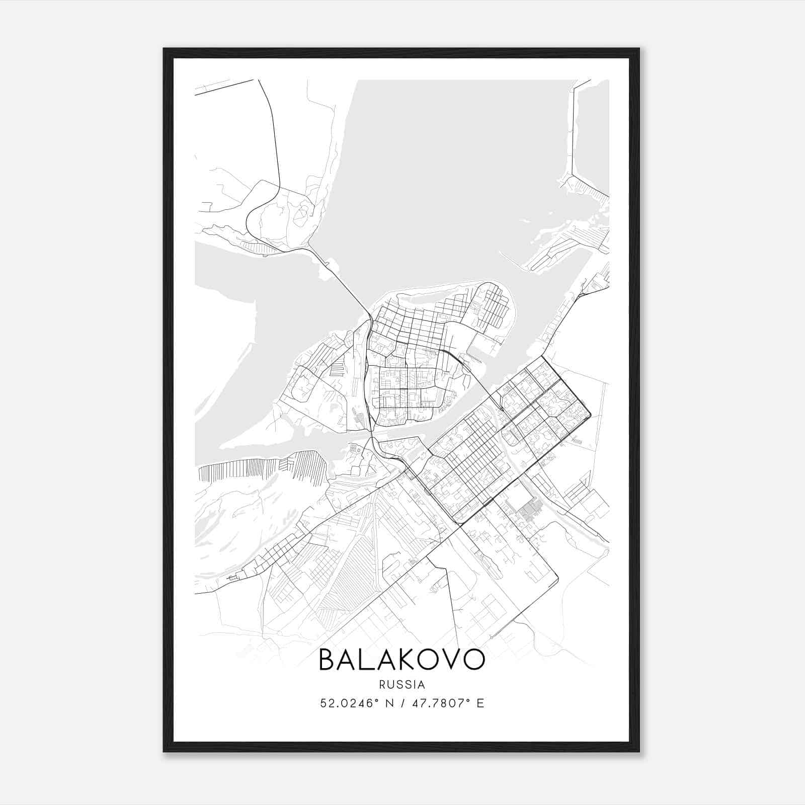 Balakovo Russia Map Poster, Balakovo City Road Wall Art Print