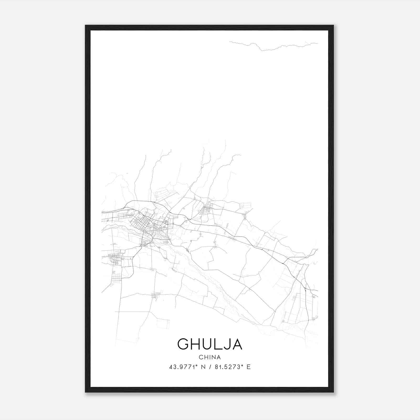 Ghulja China Map Poster, Ghulja City Road Wall Art Print
