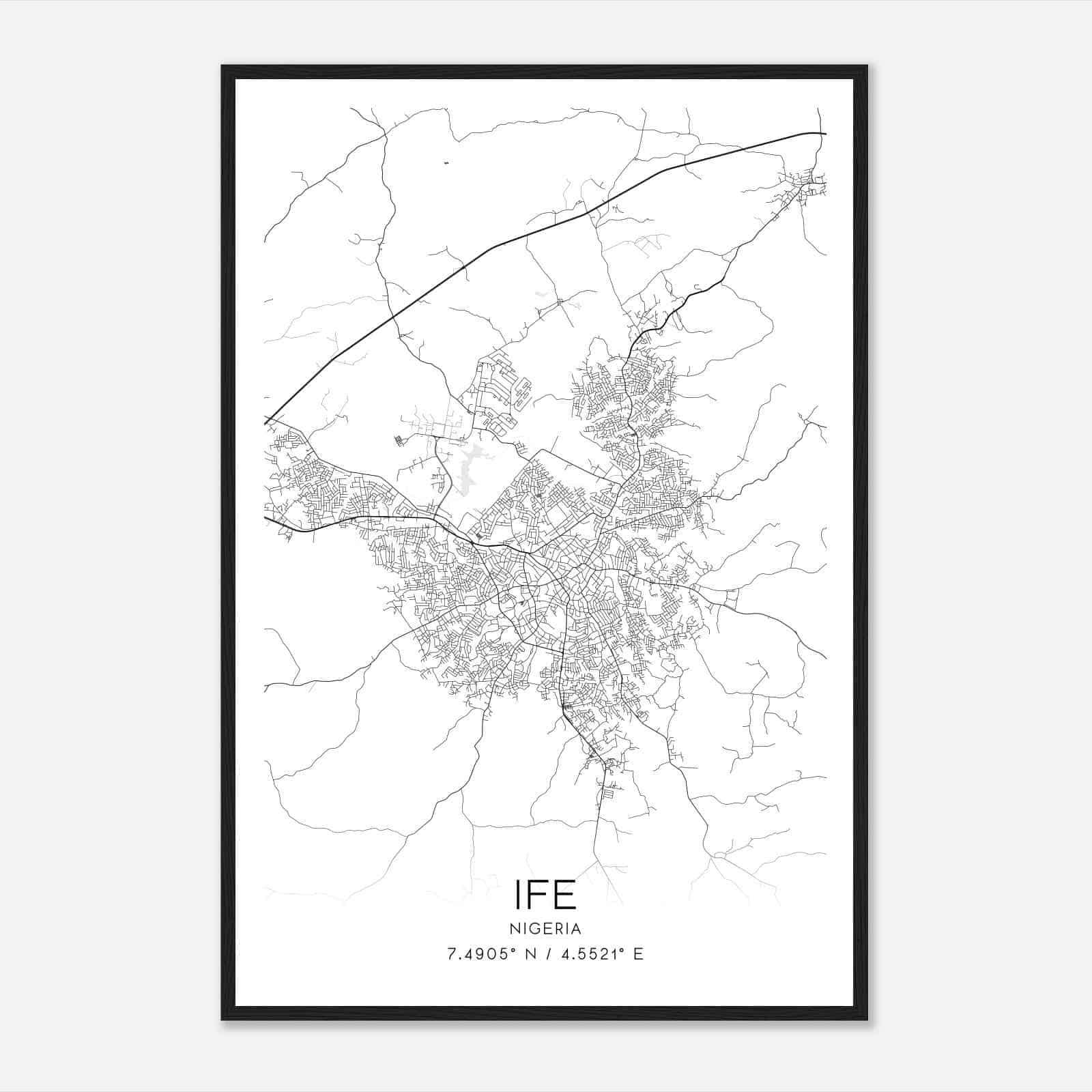 Ife Nigeria Map Poster, Ife City Road Wall Art Print