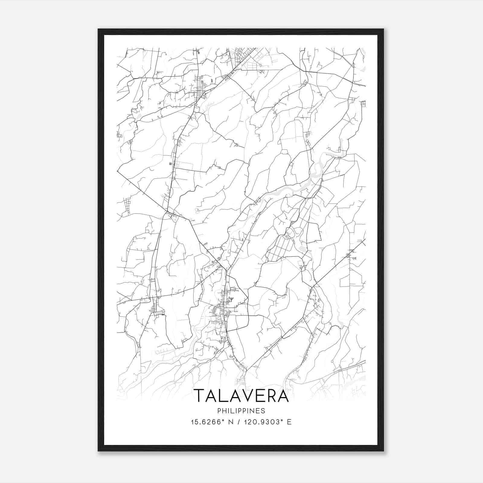 Talavera Philippines Map Poster, Talavera City Road Wall Art Print