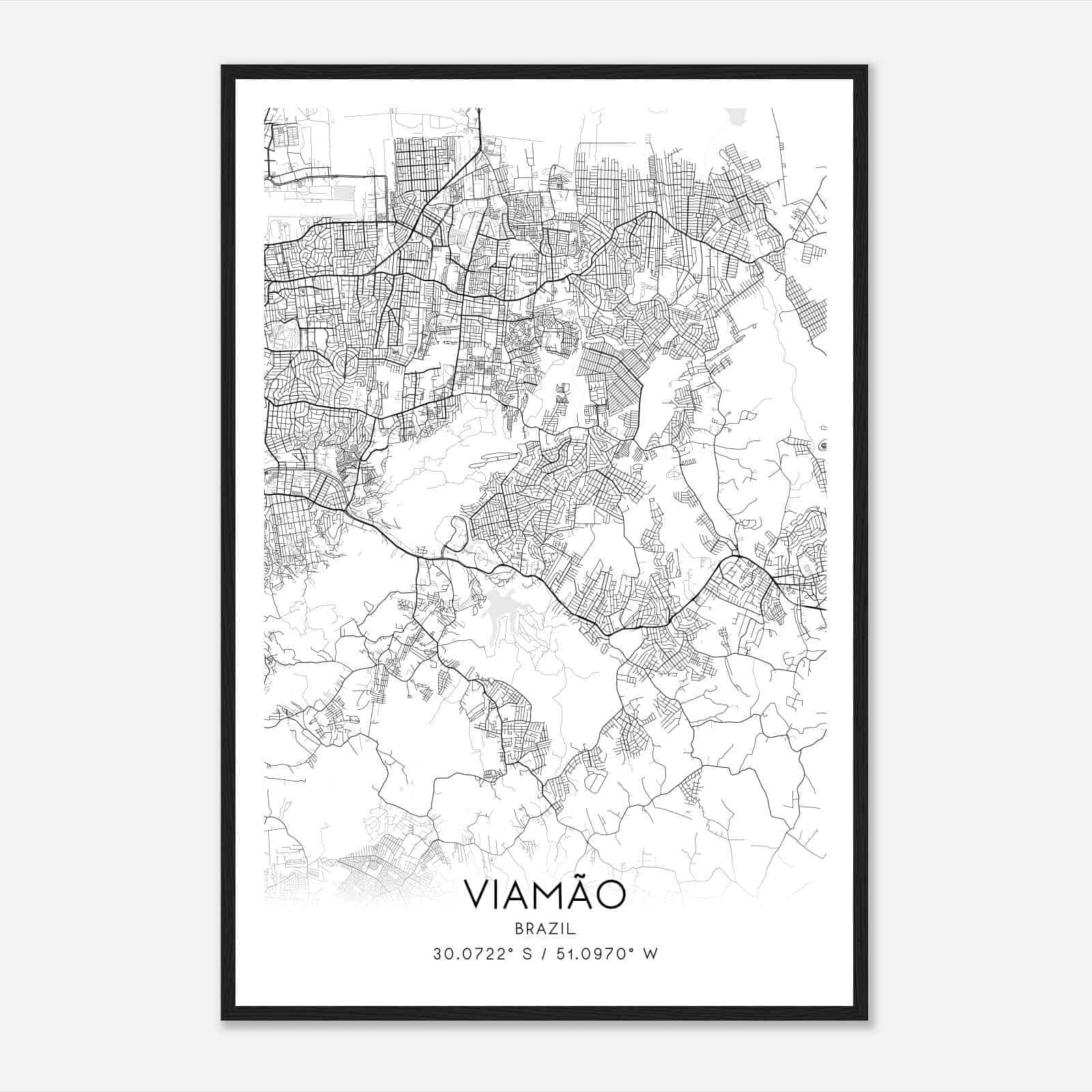Viamao Brazil Map Poster, Viamao City Road Wall Art Print
