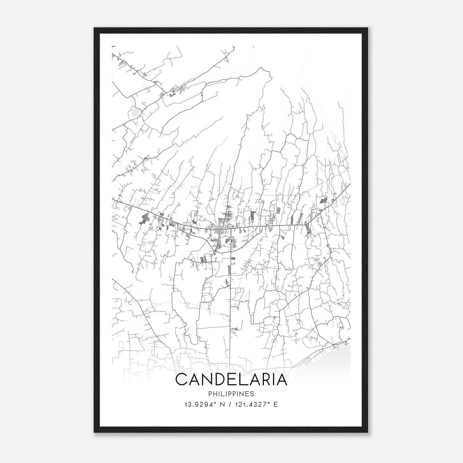 Candelaria Philippines Map Poster, Candelaria City Road Wall Art Print