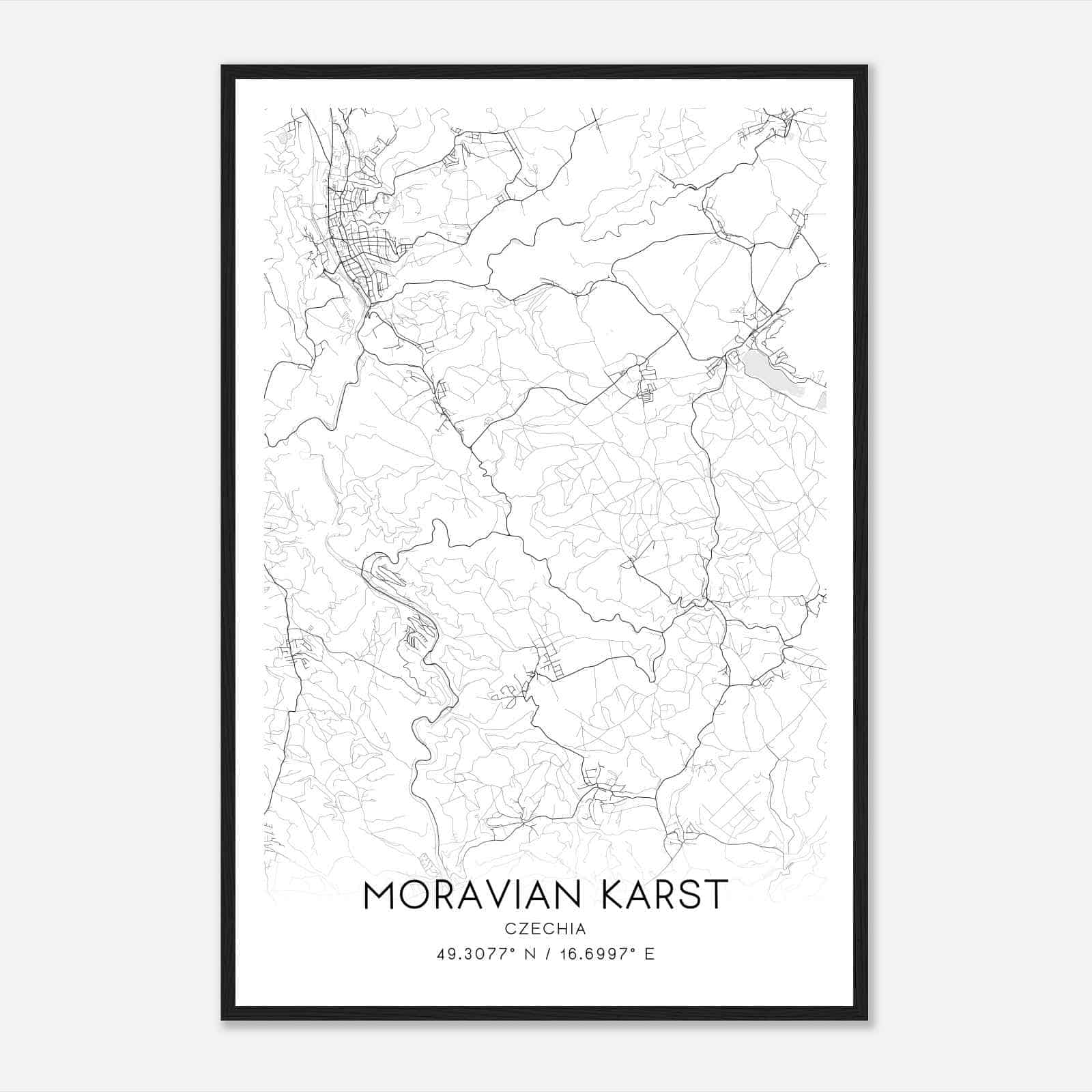 Moravian Karst Czechia Map Poster, Moravian Karst City Road Wall Art Print