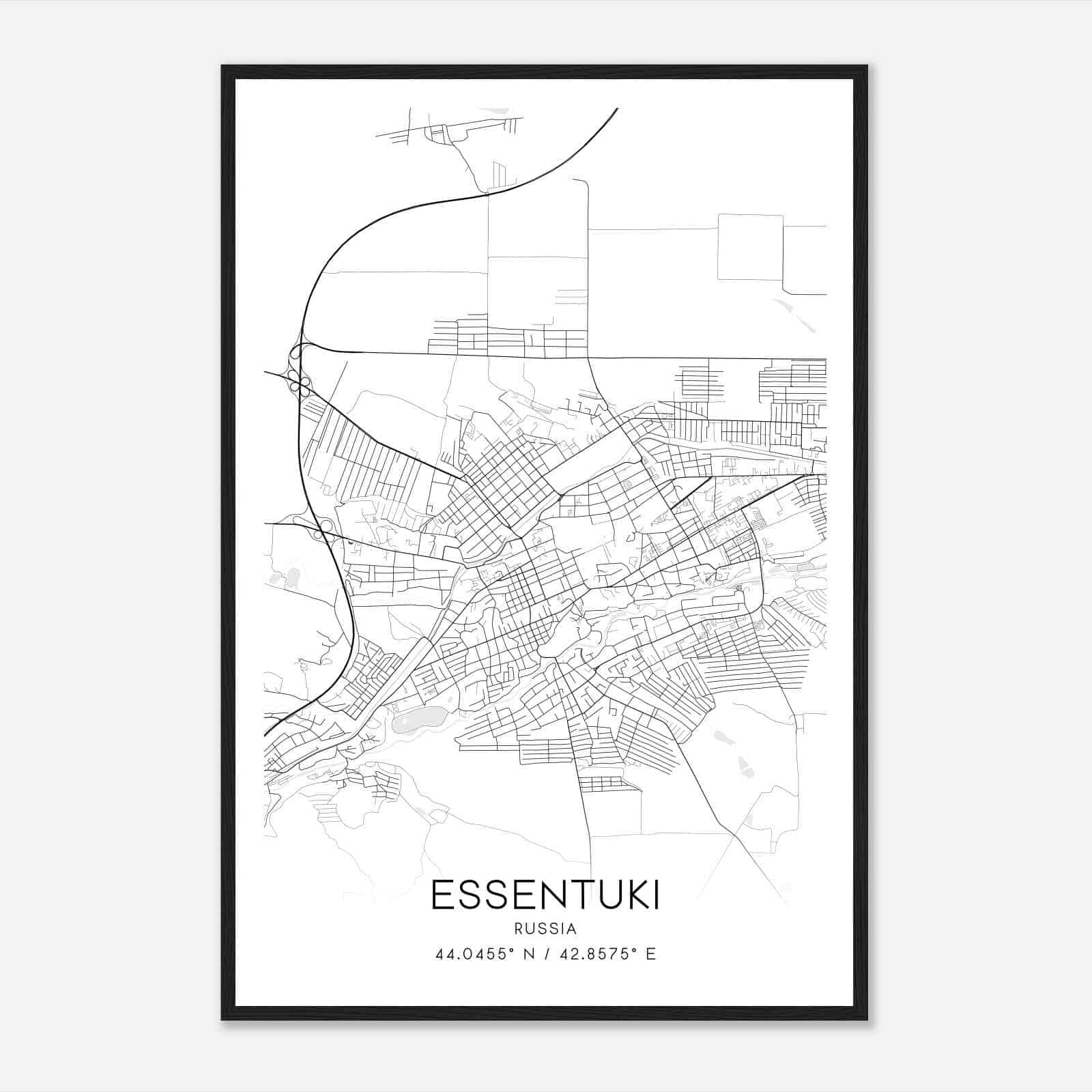 Essentuki Russia Map Poster, Essentuki City Road Wall Art Print