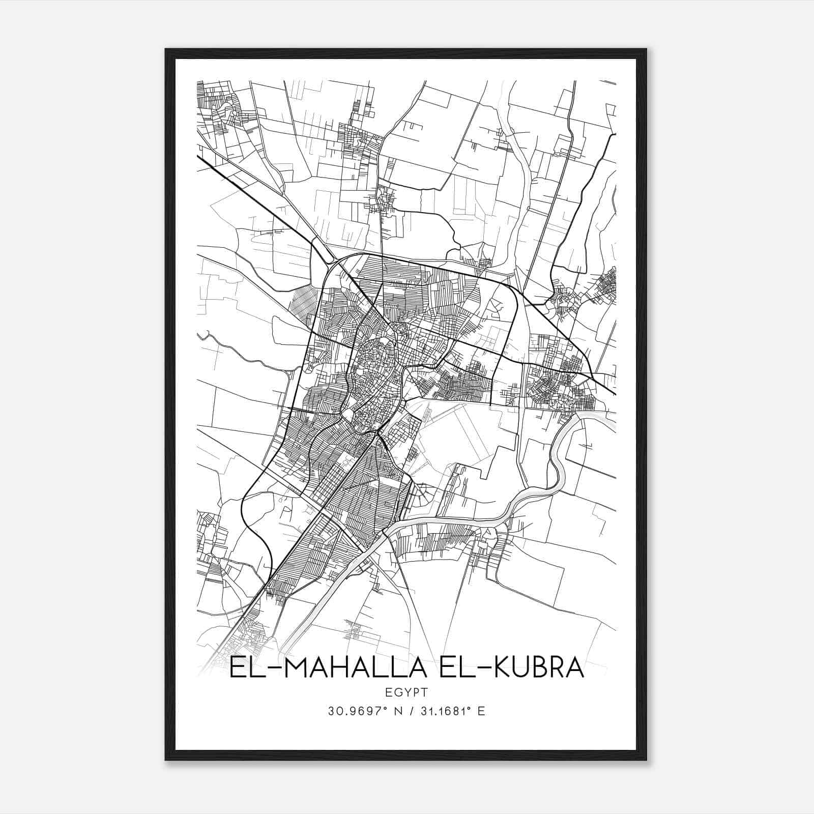 ElMahalla ElKubra Egypt Map Poster, ElMahalla ElKubra City Road Wall Art Print